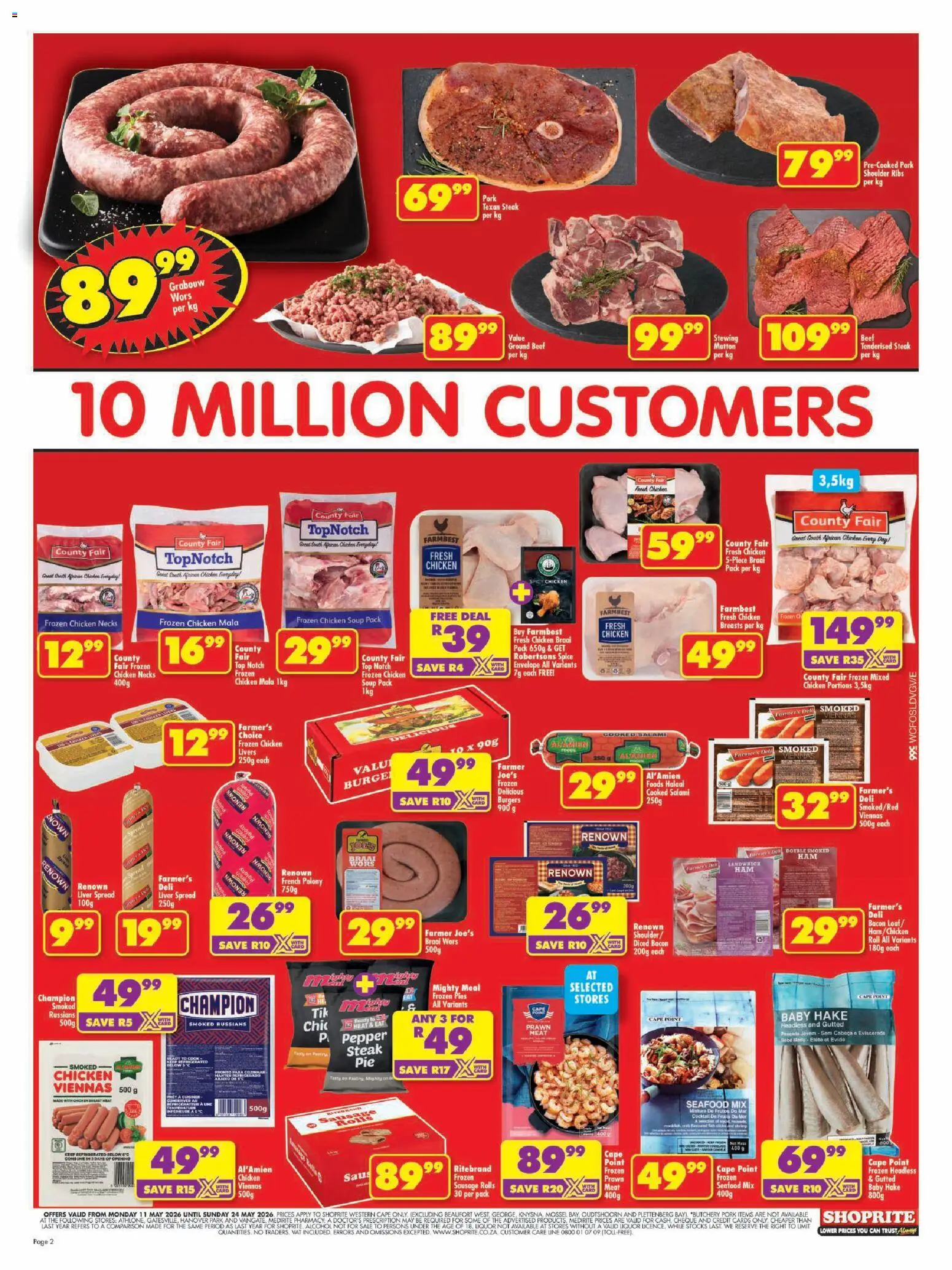 New Shoprite catalogue – valid from 11.05.2026 | Page: 2 | Products: Ribs, Chicken, Burgers, Bacon