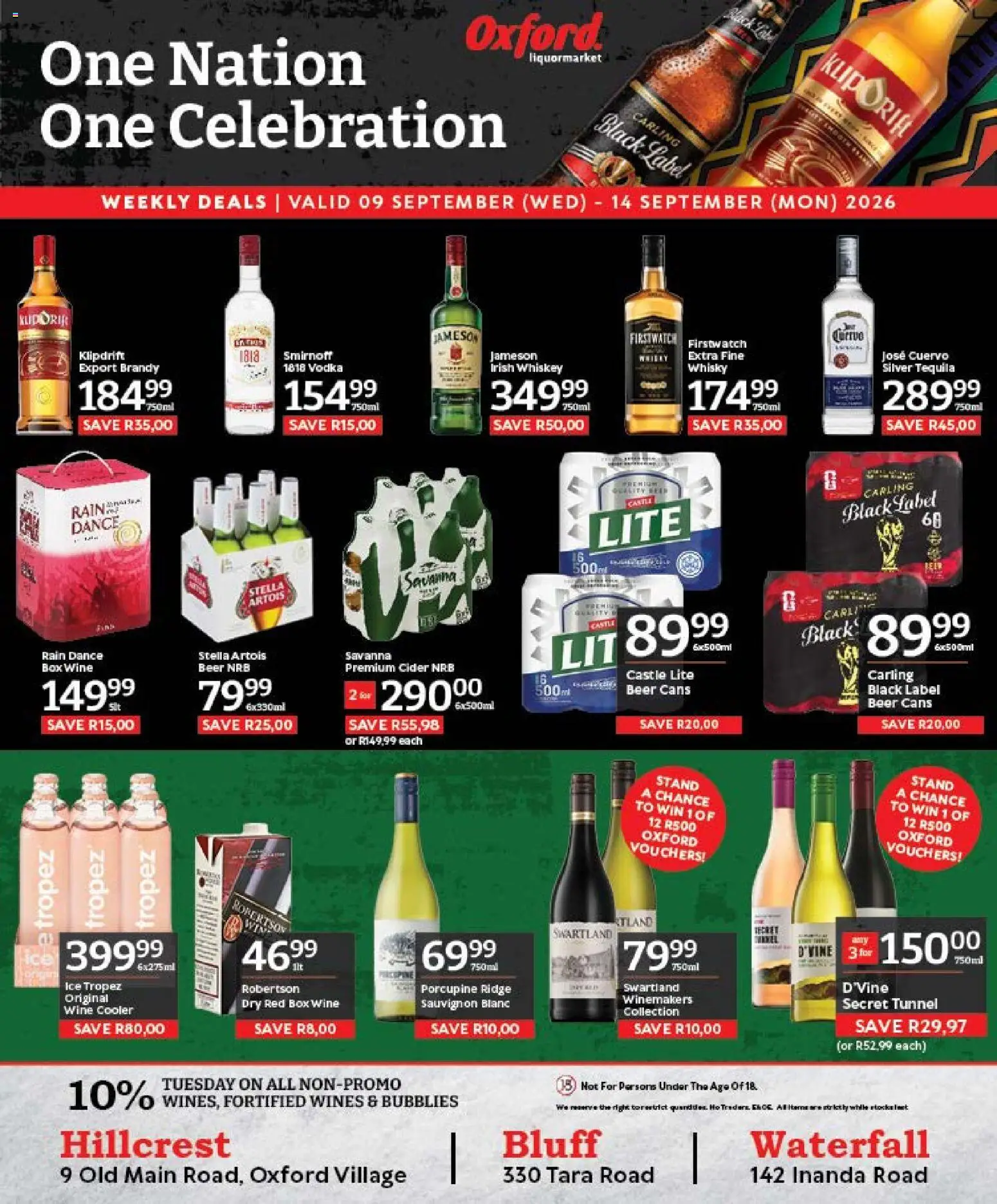 New Oxford Freshmarket catalogue – valid from 09/09/2026 | Page: 1 | Products: Brandy, Wine, Beer, Vodka