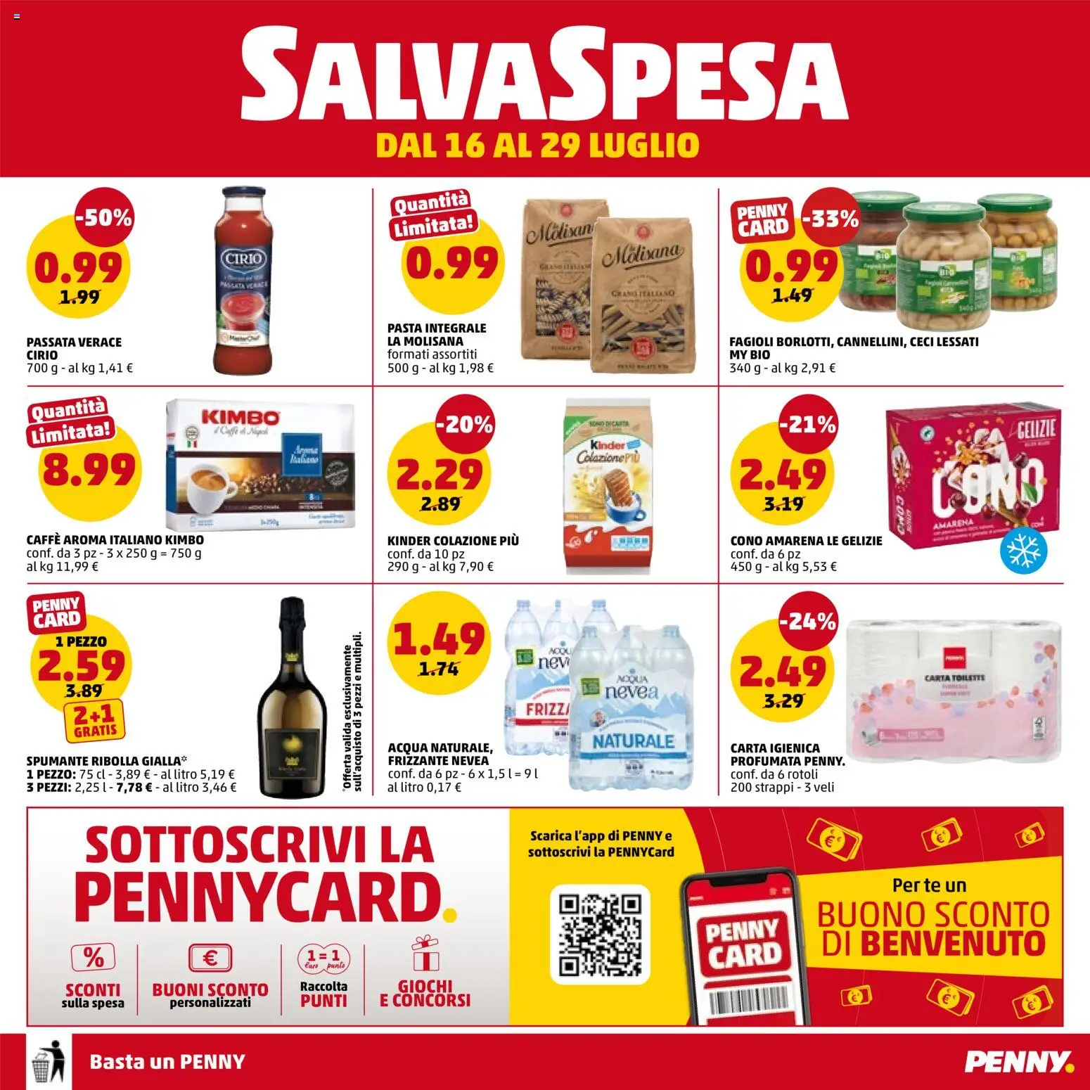 Volantino PENNY del 16/07/2026 | Pagina: 16 | Prodotti: Carta igienica, Acqua, Spumante, Amarena