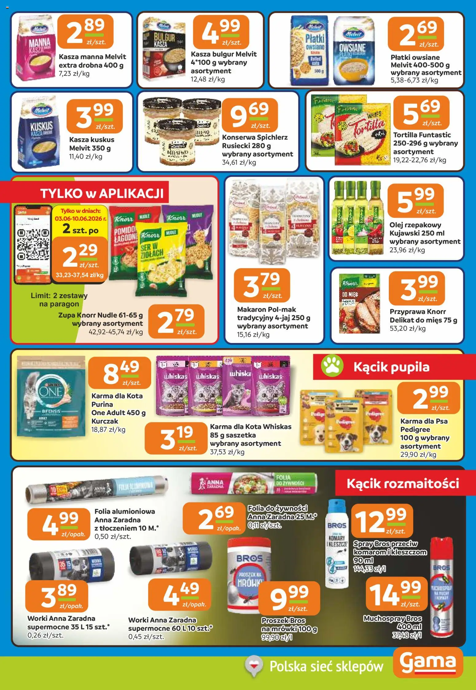 Gama gazetka od 02.06.2026 | Strona: 7 | Produkty: Zupa, Karma dla kota, Karma dla psa, Kasza bulgur