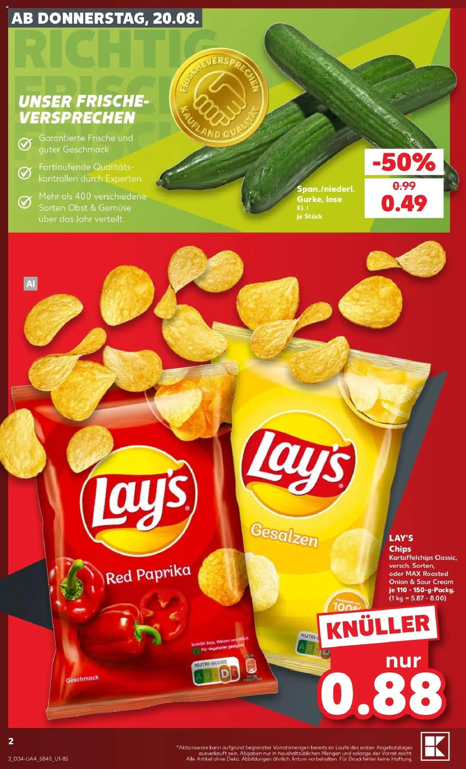 Prospekt Kaufland ab 20.08.2026 » Angebote Online zum Blättern | Seite: 2 | Produkte: Gemüse, Paprika, Obst, Chips