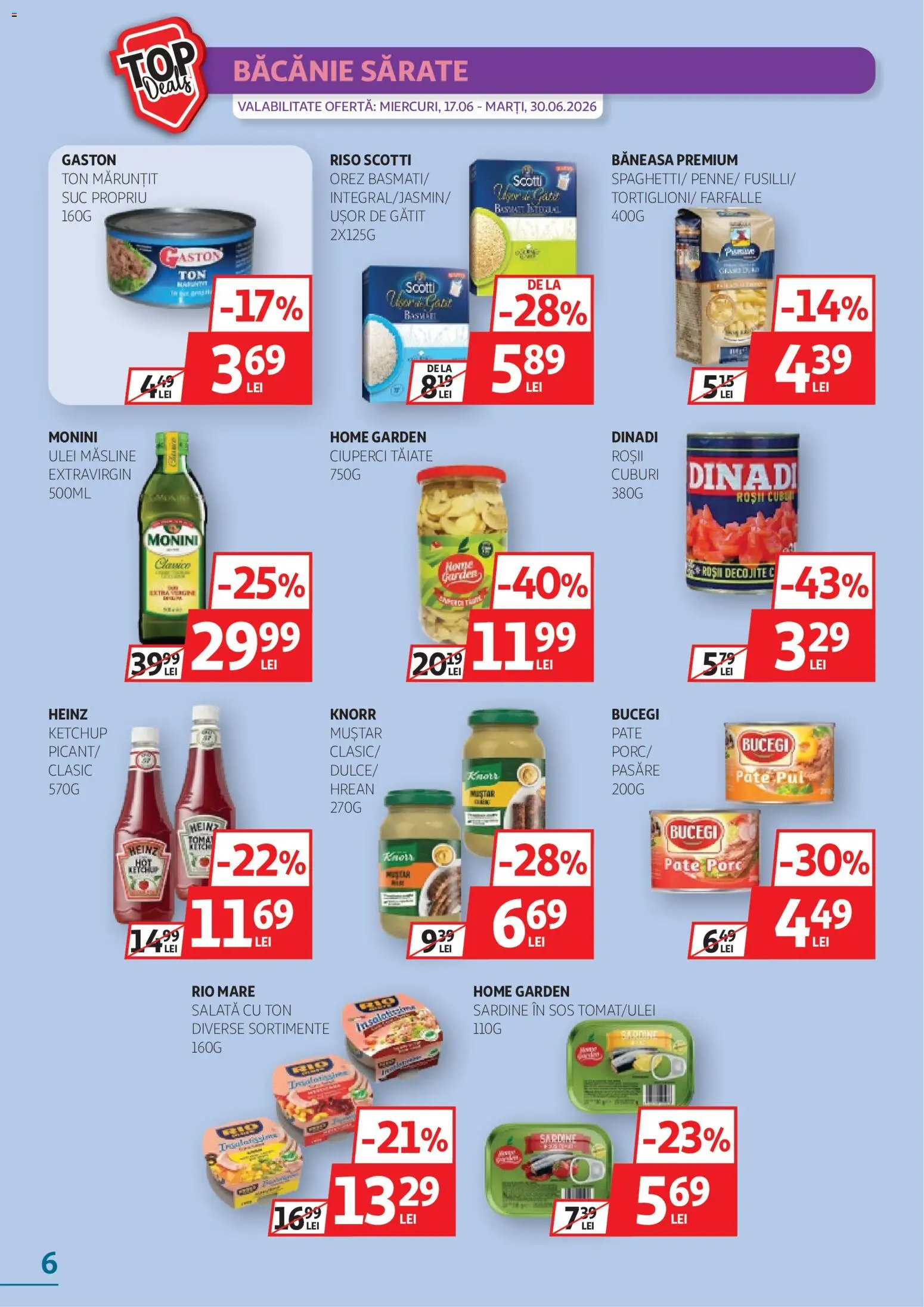 Noul catalog Auchan – valabil de la 17.06.2026 | Pagină: 6 | Produse: Pate, Ulei, Roșii, Ketchup