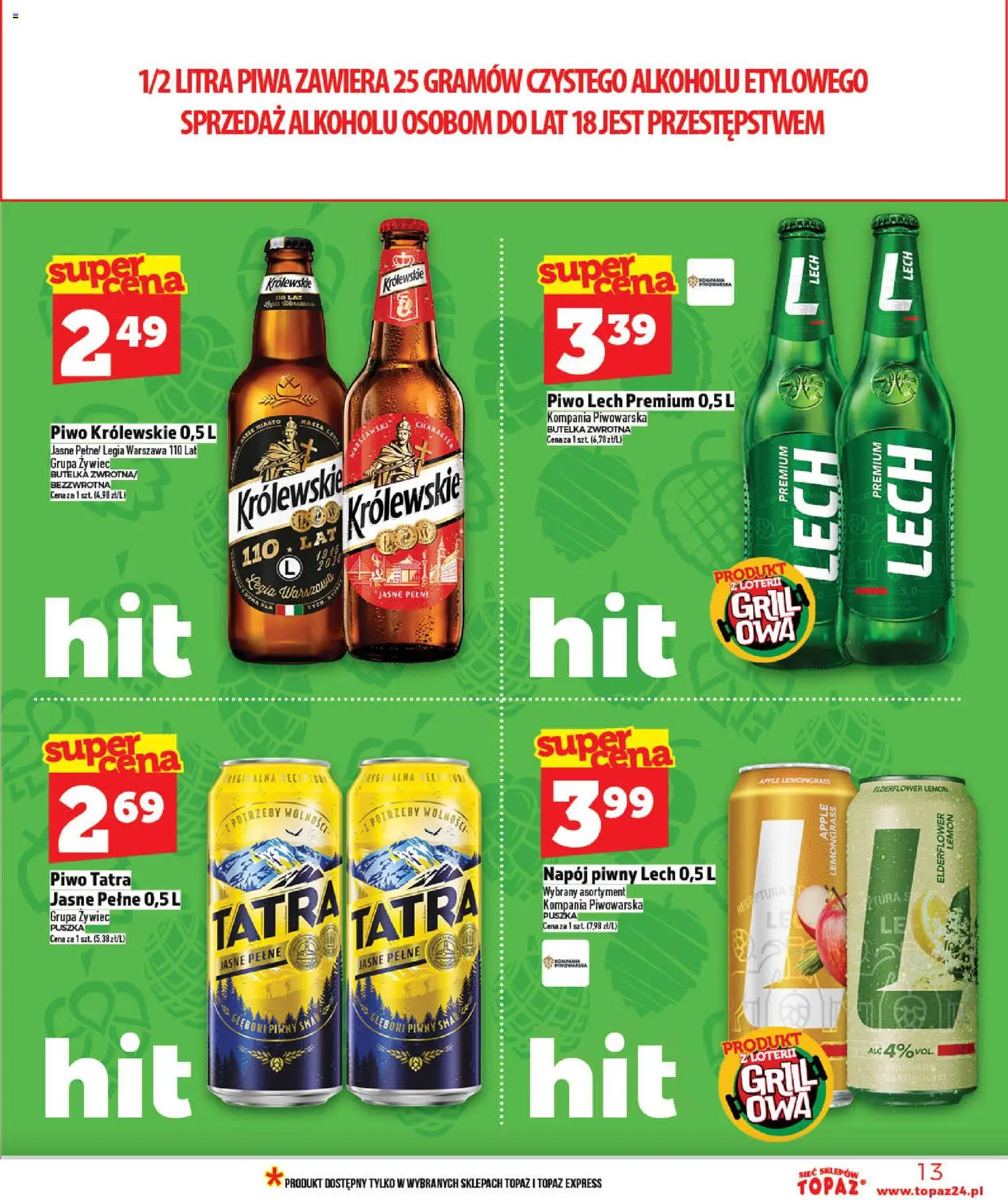 Topaz gazetka od 21.05.2026 | Strona: 13 | Produkty: Grill, Piwo