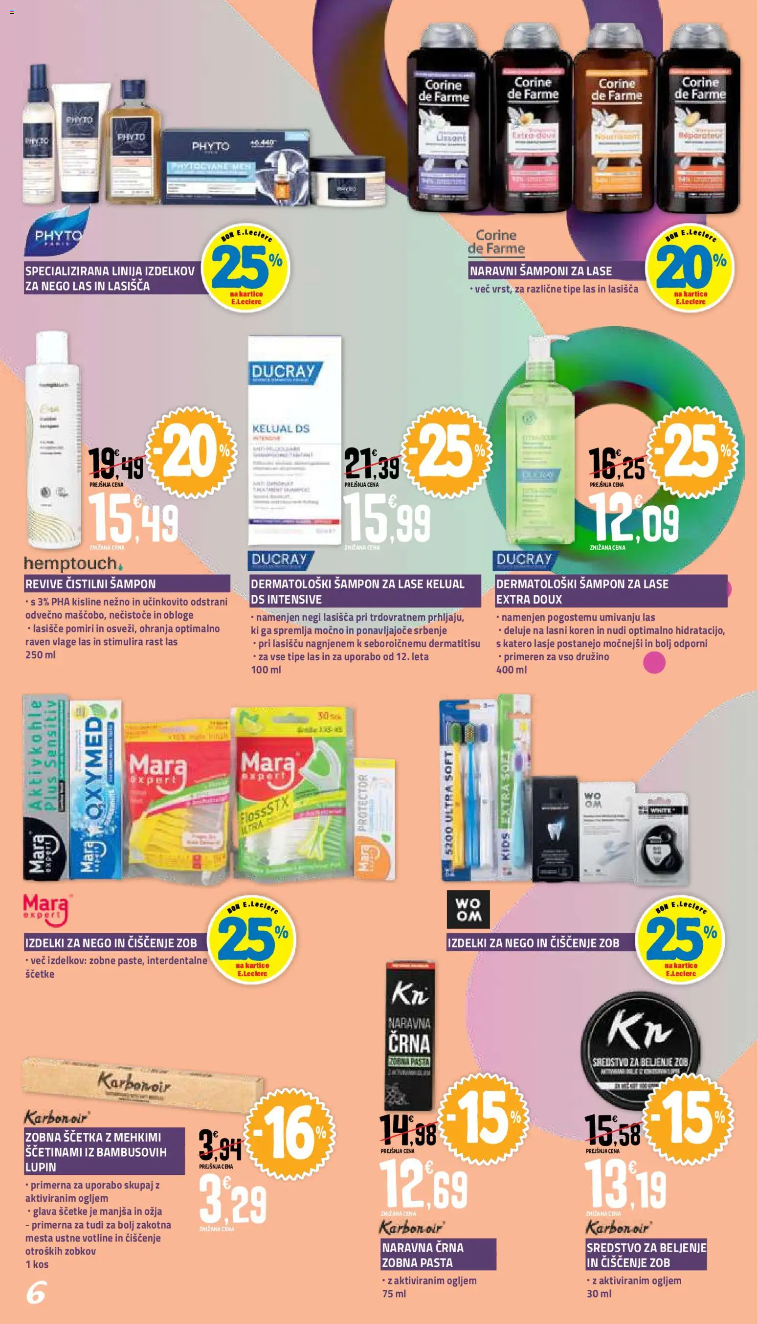 Novi E.leclerc katalog ponudbe – veljaven od 04.09.2026 | Stran: 6 | Izdelki: Kos, Sampon, Zobna pasta, Zobna scetka