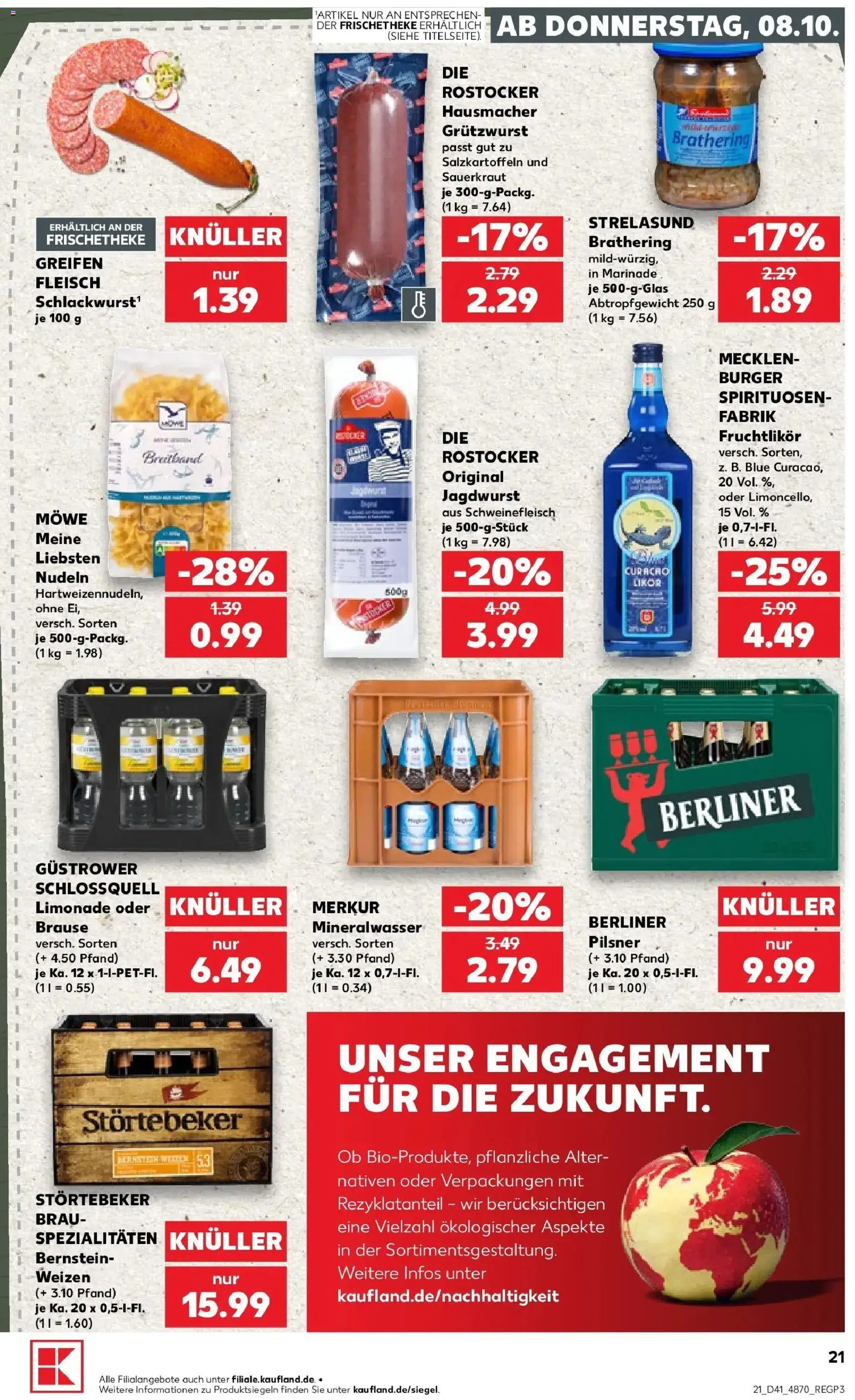 Prospekt Kaufland ab 08.10.2026 » Angebote Online zum Blättern | Seite: 21 | Produkte: Berliner, Burger, Limonade, Mineralwasser