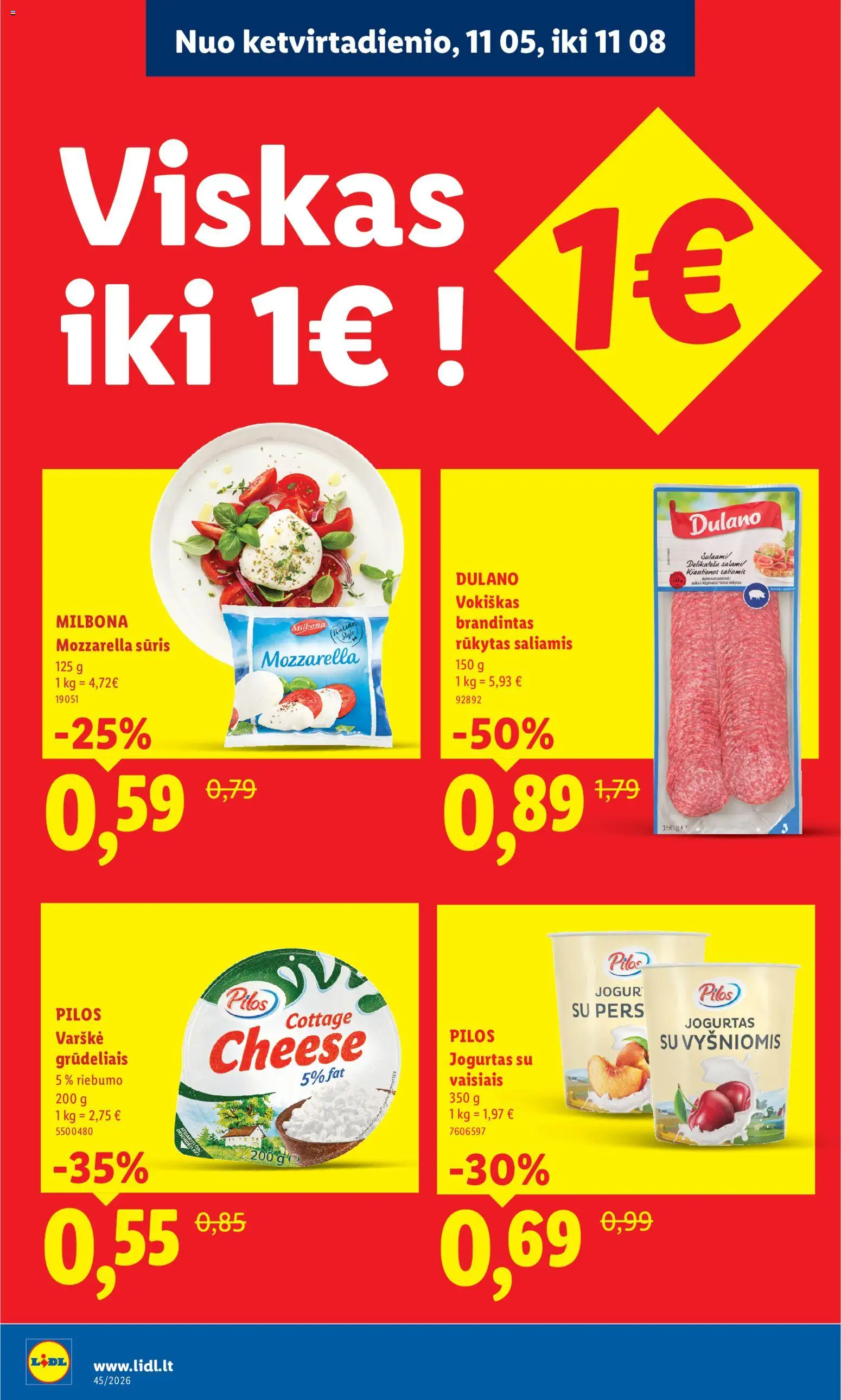LIDL akcijos nuo 2026.11.02 | Puslapis: 2 | Prekių: Kiaulienos, Jogurtas, Sūris, Saliamis