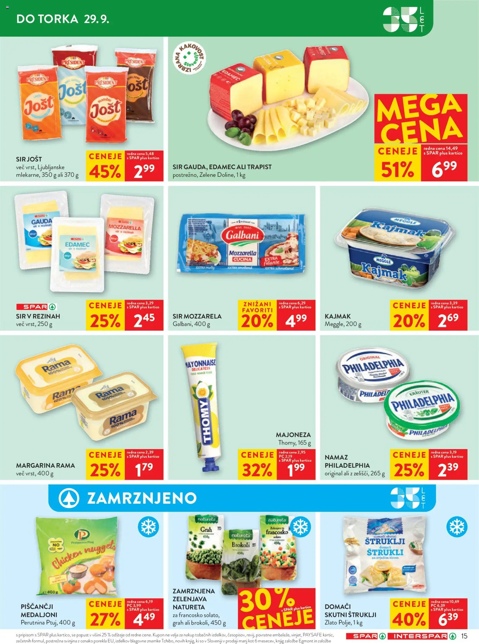 Novi Spar katalog ponudbe – veljaven od 23.09.2026 | Stran: 21 | Izdelki: Margarina, Sir v rezinah, Zelenjava, Grah