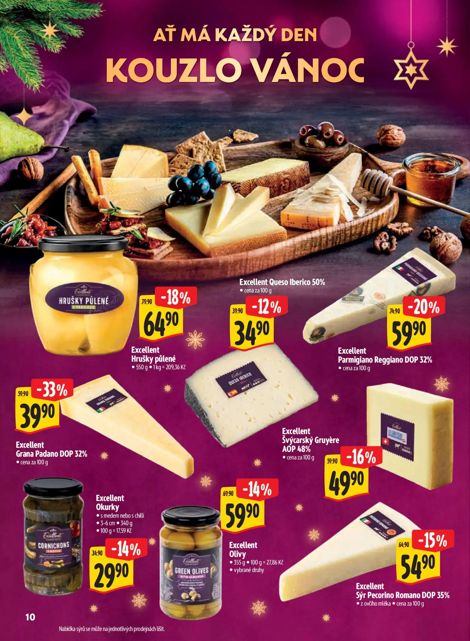 Albert leták - Hypermarket Kouzlo Vánoc od 29.10.2026 | Strana: 10 | Produkty: Okurky, Pecorino, Pecorino Romano, Parmigiano Reggiano