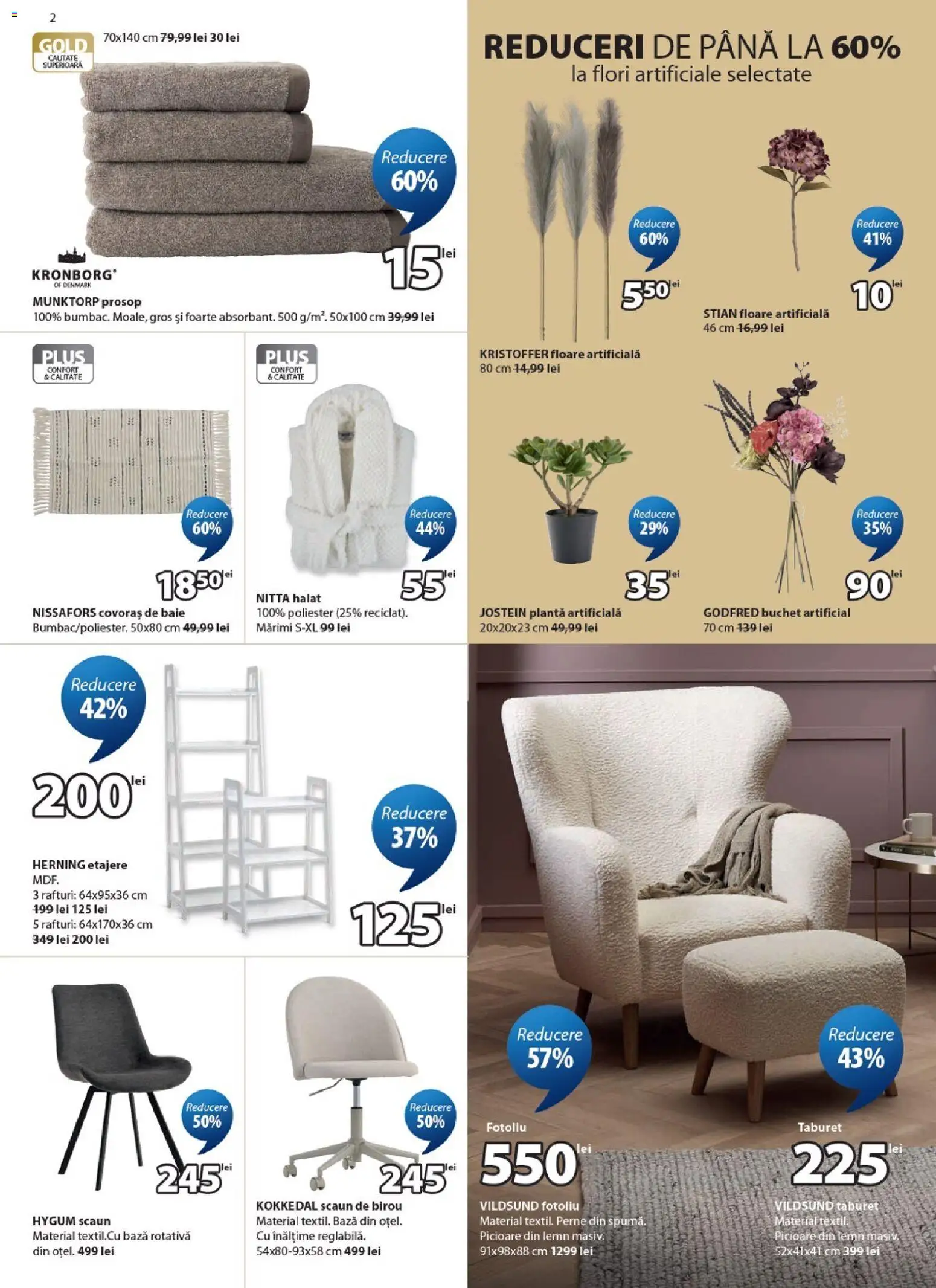 Noul catalog JYSK – valabil de la 11.06.2026 | Pagină: 2 | Produse: Çikolatalı gofret, Scaun, Scaun de birou, Covoraș de baie
