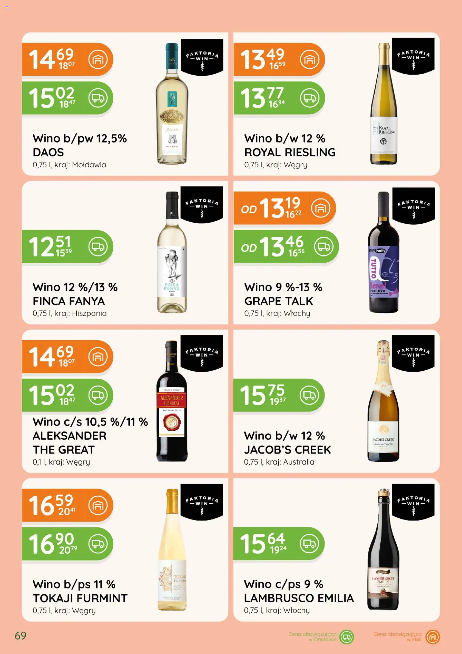 Eurocash gazetka - Katalog Alkoholowy od 01.10.2026 | Strona: 69 | Produkty: Riesling, Primitivo, Wino, Lambrusco