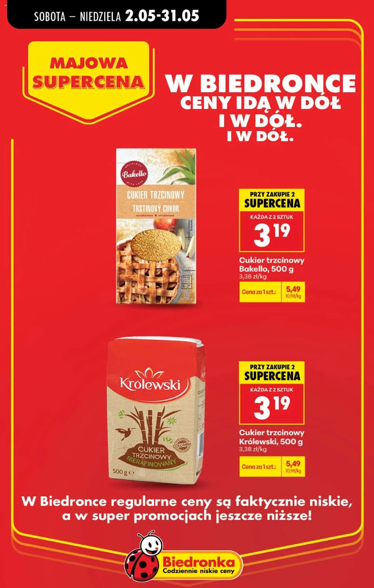 Biedronka gazetka - Majowa supercena od 02.05.2026 | Strona: 7 | Produkty: Cukier trzcinowy, Cukier