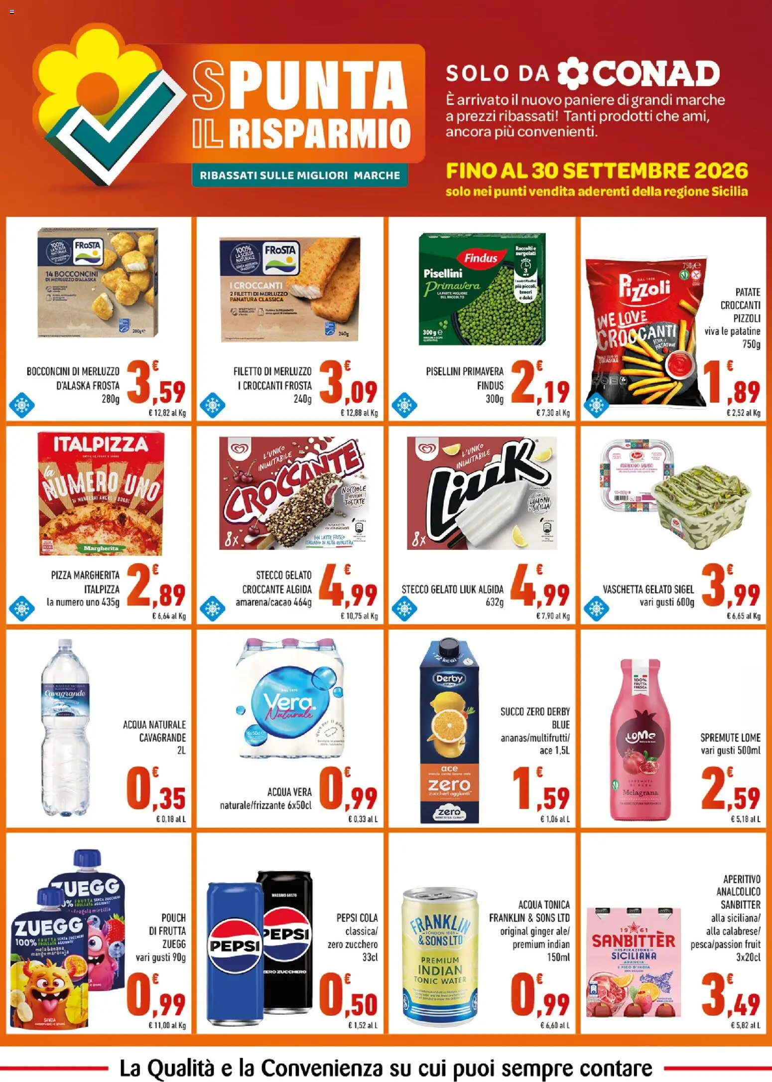 Volantino Conad del 01/08/2026 | Pagina: 4 | Prodotti: Succo, Acqua tonica, Arancia, Pepsi