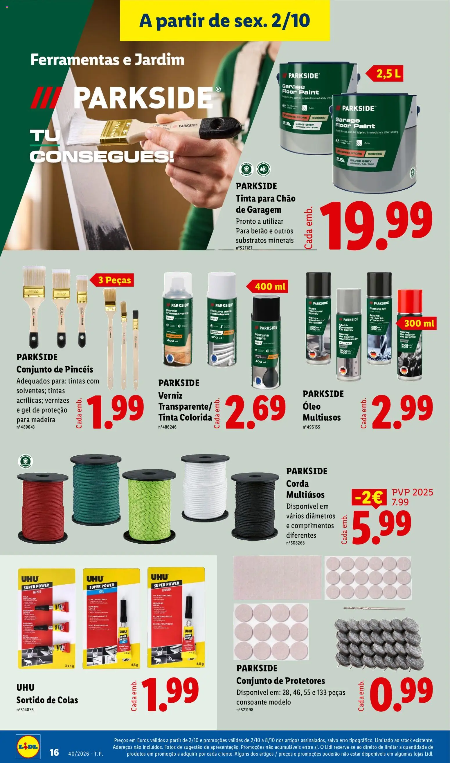 Lidl Promoções Fim de Semana │ válido de 28/09/2026 | Página: 16 | Produtos: Tinta, Corda, Ferramentas, Verniz