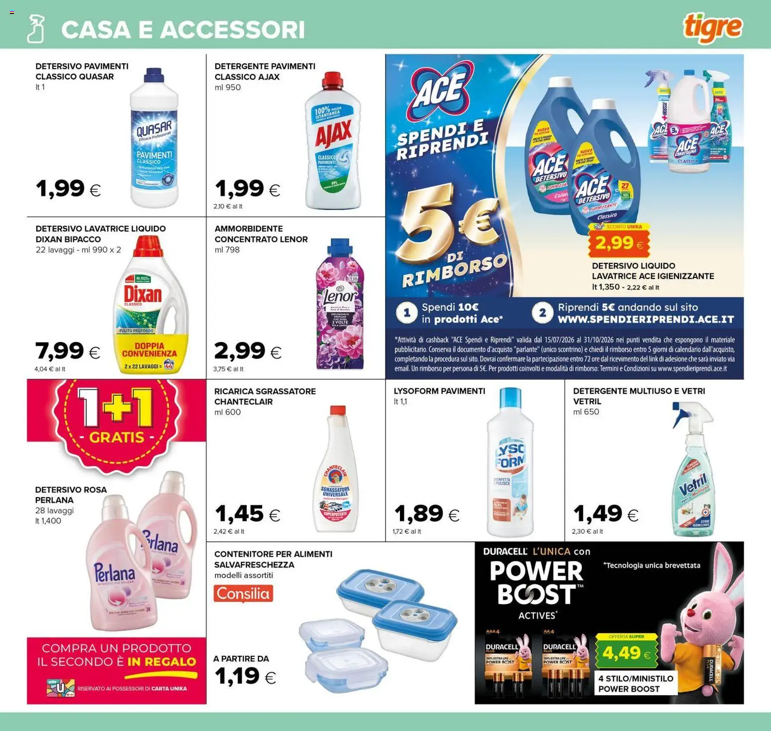 Volantino Tigre del 29/07/2026 | Pagina: 23 | Prodotti: Ammorbidente, Sgrassatore, Lavatrice, Contenitore