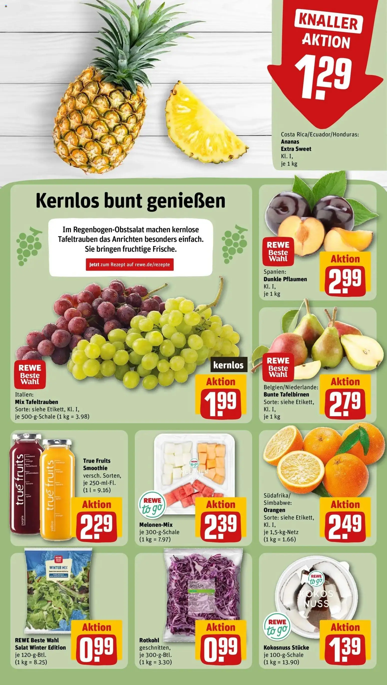 REWE Prospekt ab 05.10.2026 zum Blättern » Angebote | Seite: 8 | Produkte: Rotkohl, Orangen, Ananas, Salat