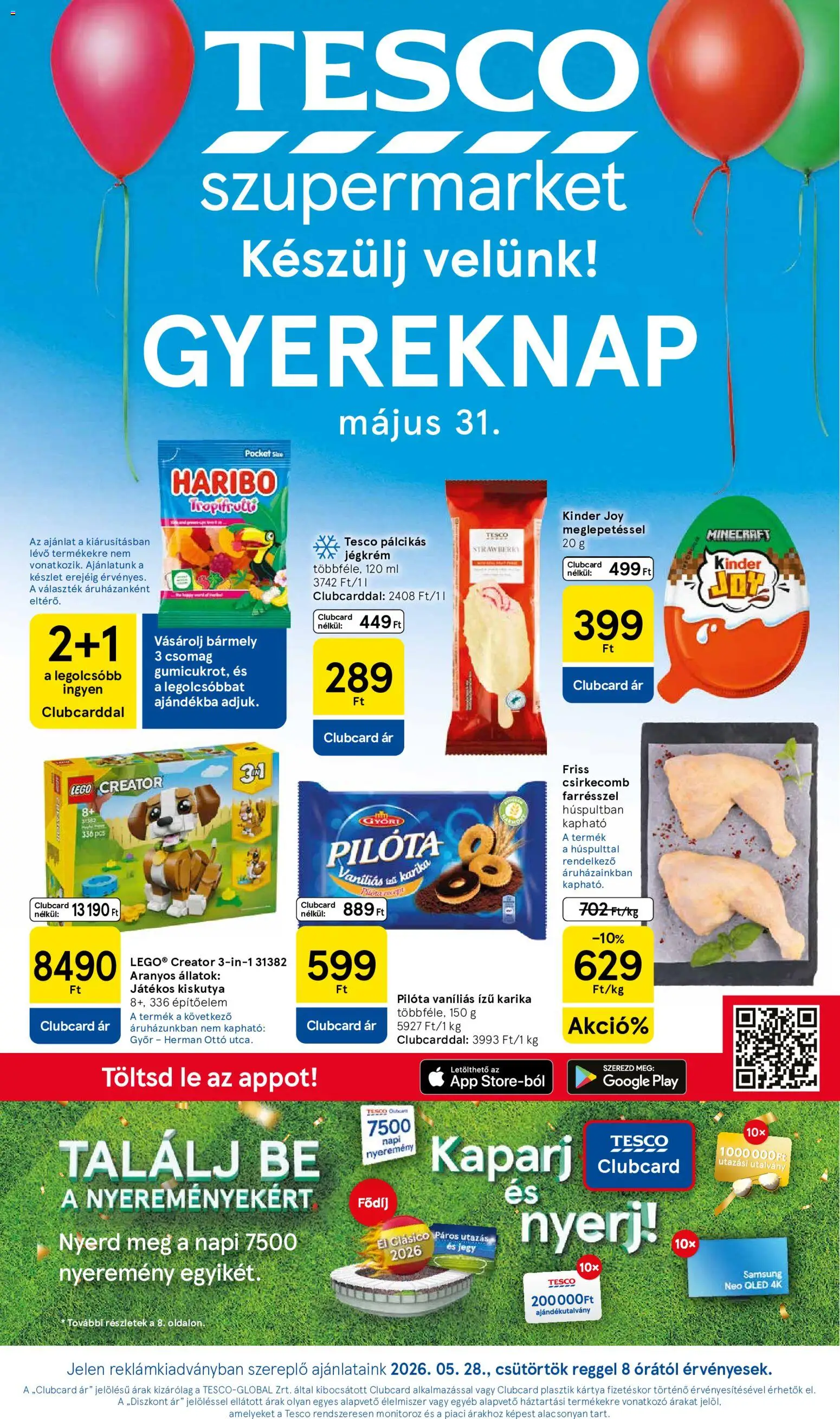 Tesco akciós ujság - amely érvényes a következő dátumtól: 28.05.2026 | Oldal: 1 | Termékek: Samsung, Jégkrém, Csirkecomb