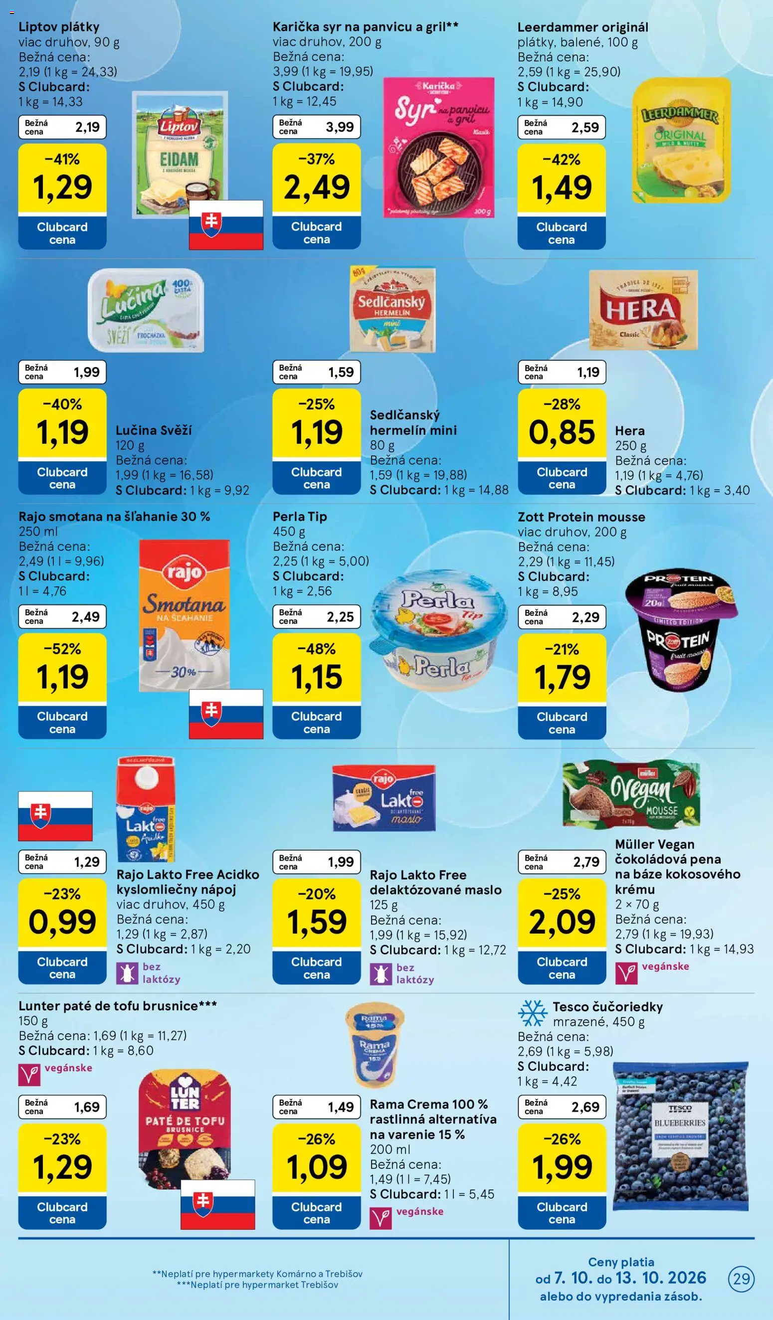 Nové Tesco akcie – leták je platný od 07.10.2026 | Strana: 29 | Produkty: Gril, Tofu, Cream cheese, Hera