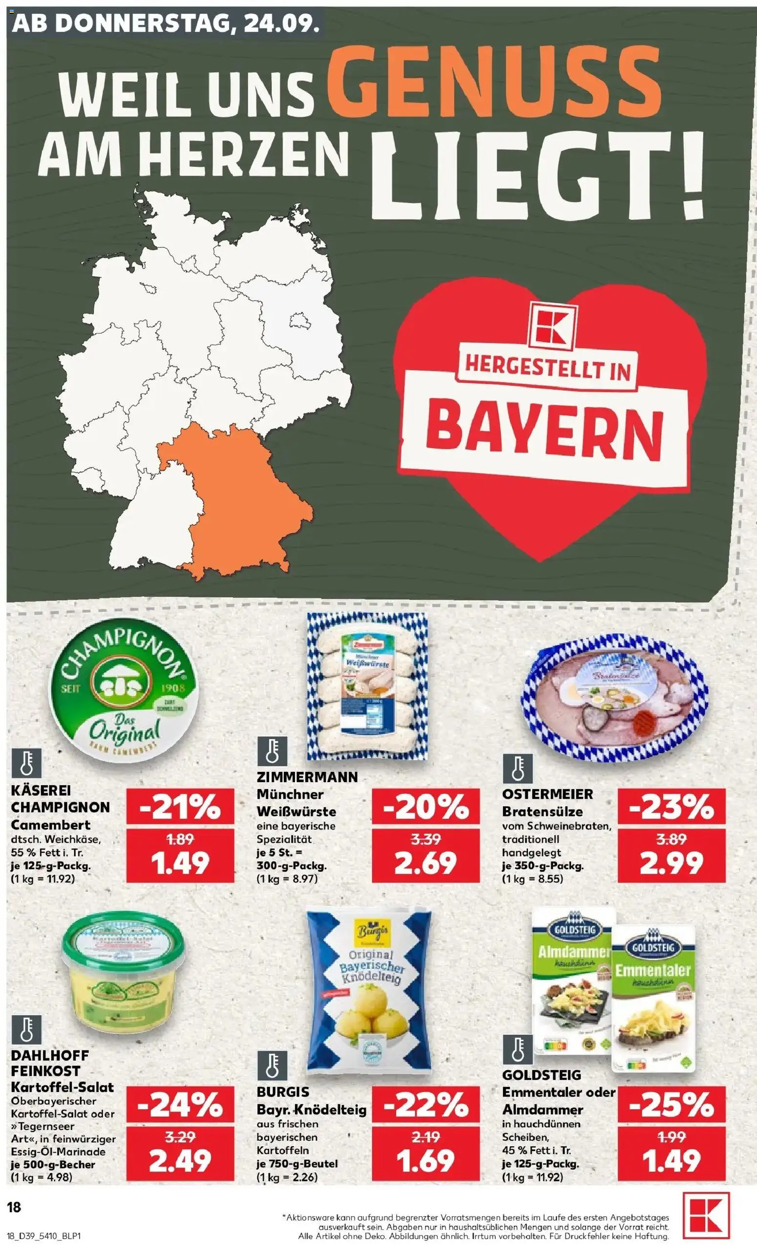 Prospekt Kaufland ab 24.09.2026 » Angebote Online zum Blättern | Seite: 18 | Produkte: Camembert, Kartoffeln
