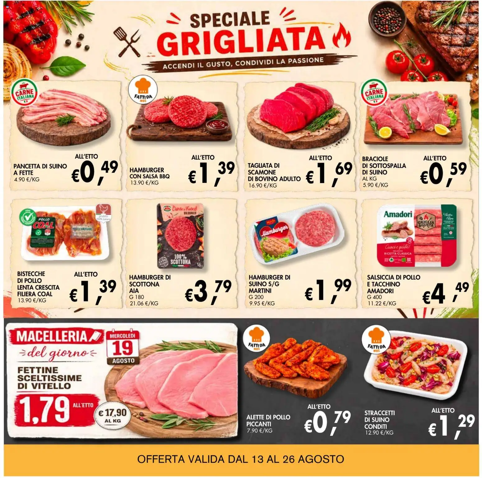 Volantino Coal del 13/08/2026 | Pagina: 4 | Prodotti: Suino, Tacchino, Salsiccia, Martini