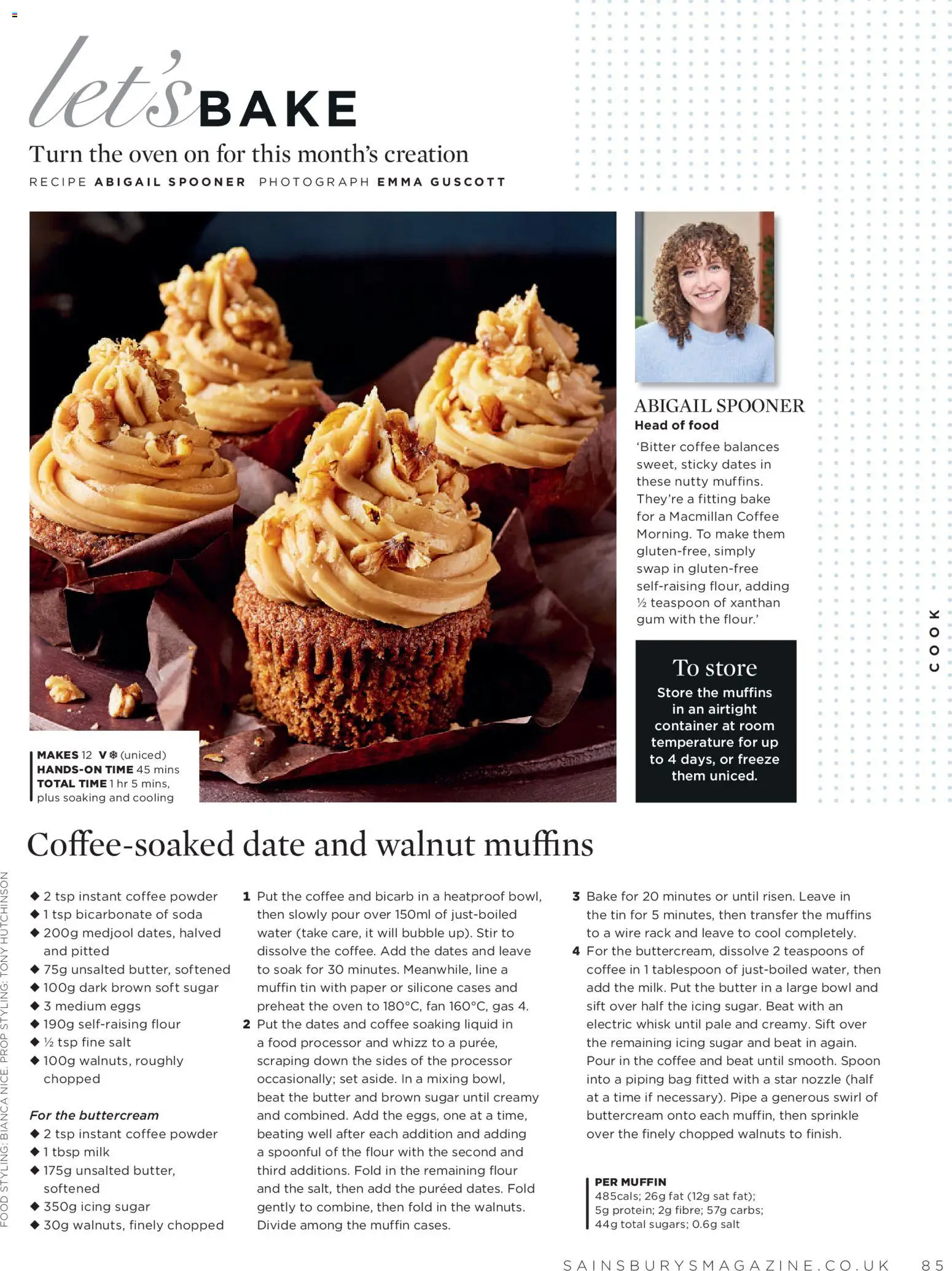 {H1} | Page: 85 | Products: Muffins, Coffee, Icing sugar, Oven