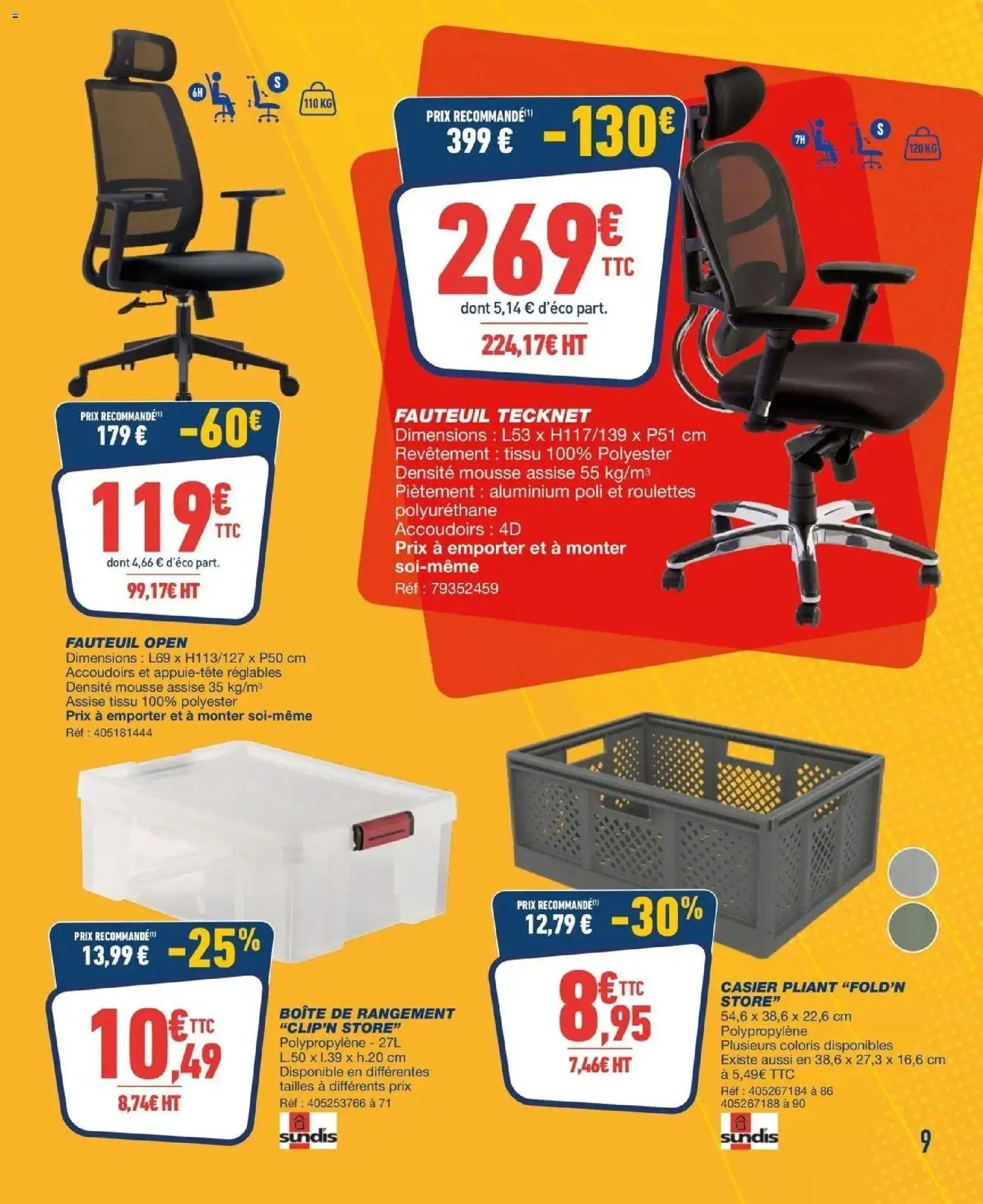 {H1} | Page: 9 | Produits: Mousse, Store, Fauteuil, Boîte de rangement