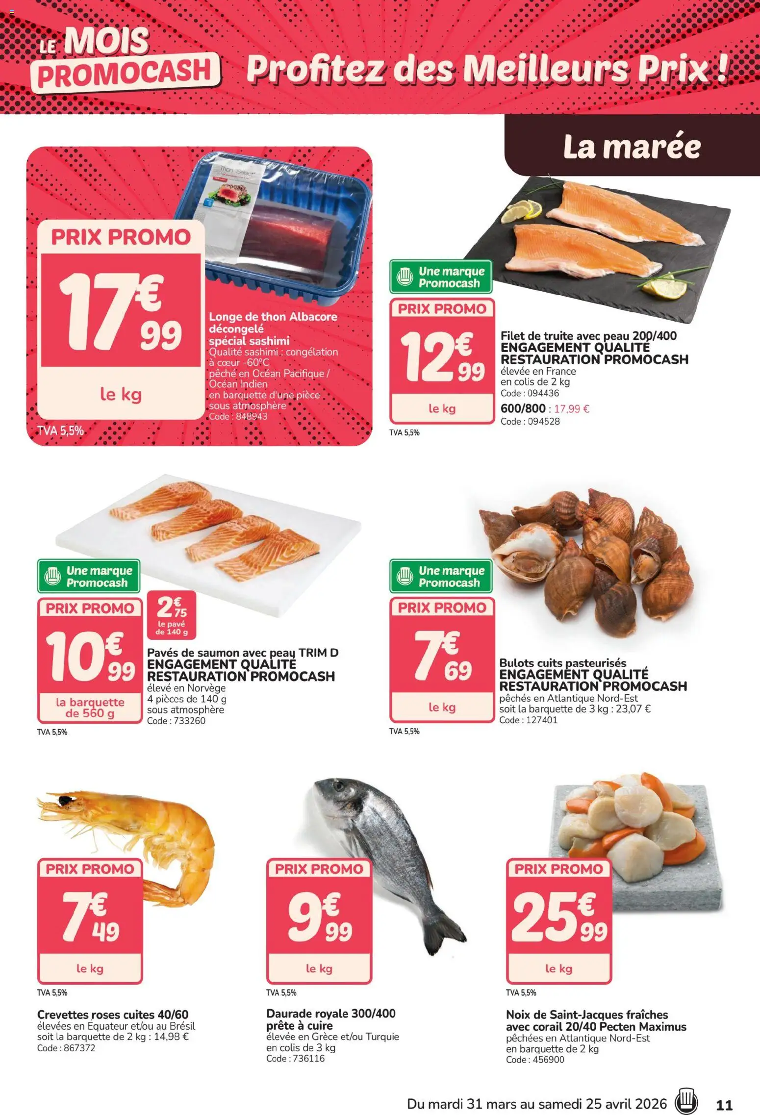 {H1} | Page: 11 | Produits: Bulots cuits, Pêche, Crevettes, Noix