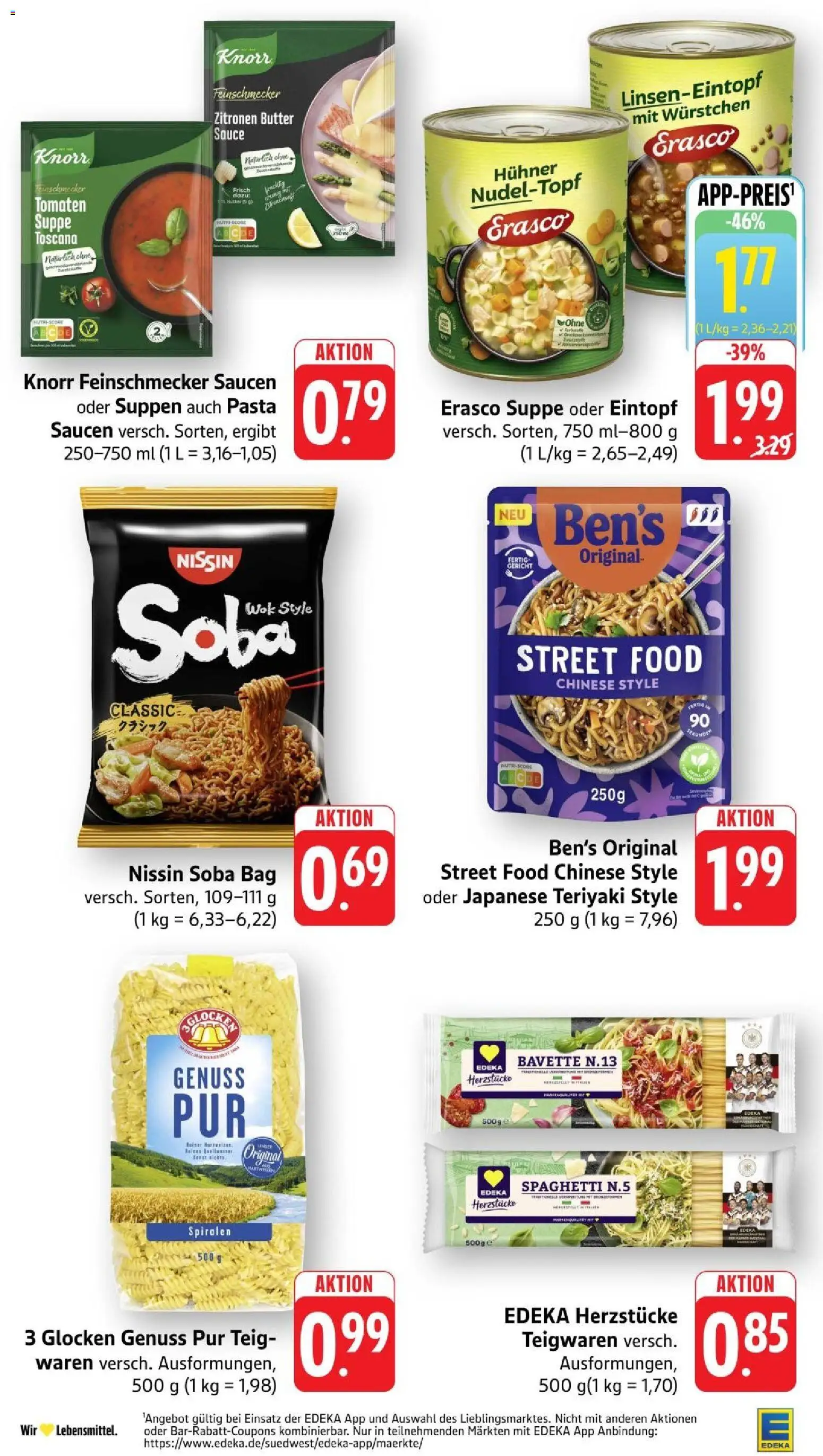 Edeka Prospekt Stuttgart – gültig ab 10.08.2026 | Seite: 22 | Produkte: Spaghetti, Tomaten, Erasco, Wok