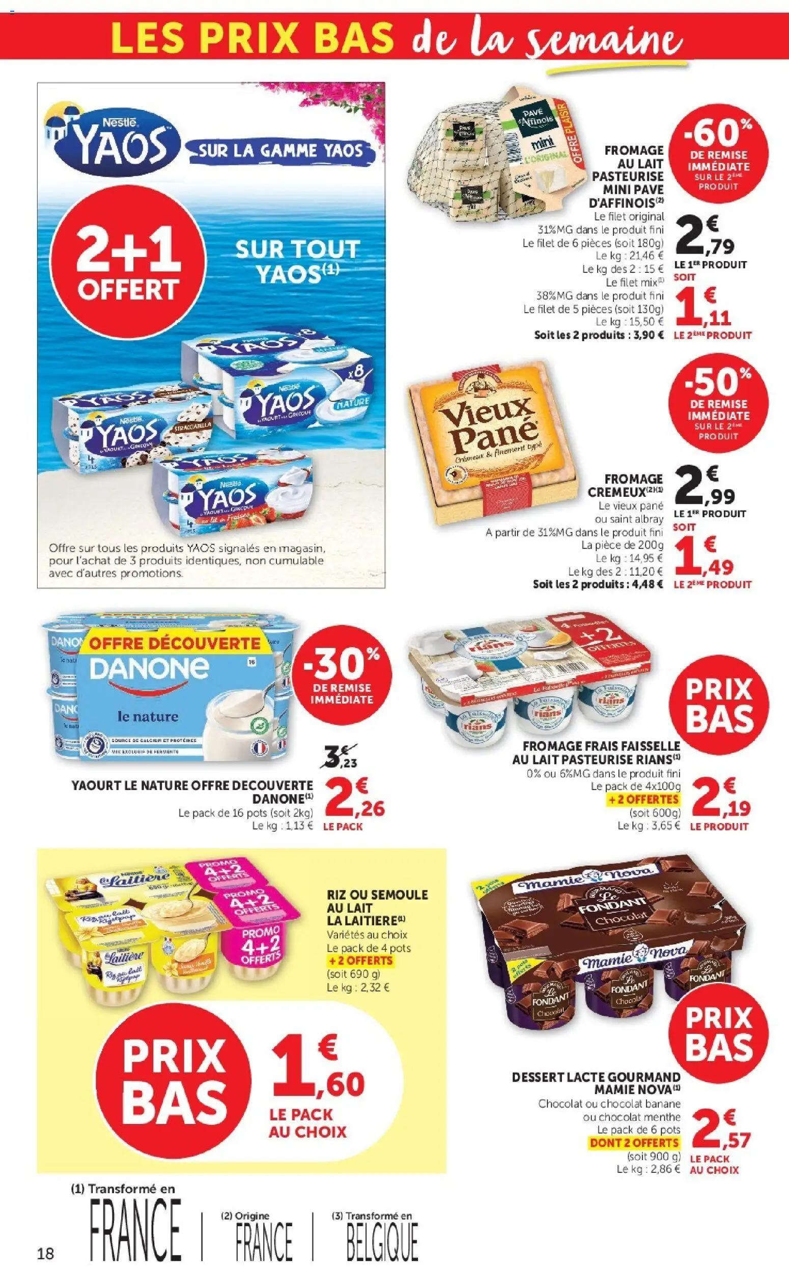 {H1} | Page: 18 | Produits: Lit, Lait, Chocolat, Riz