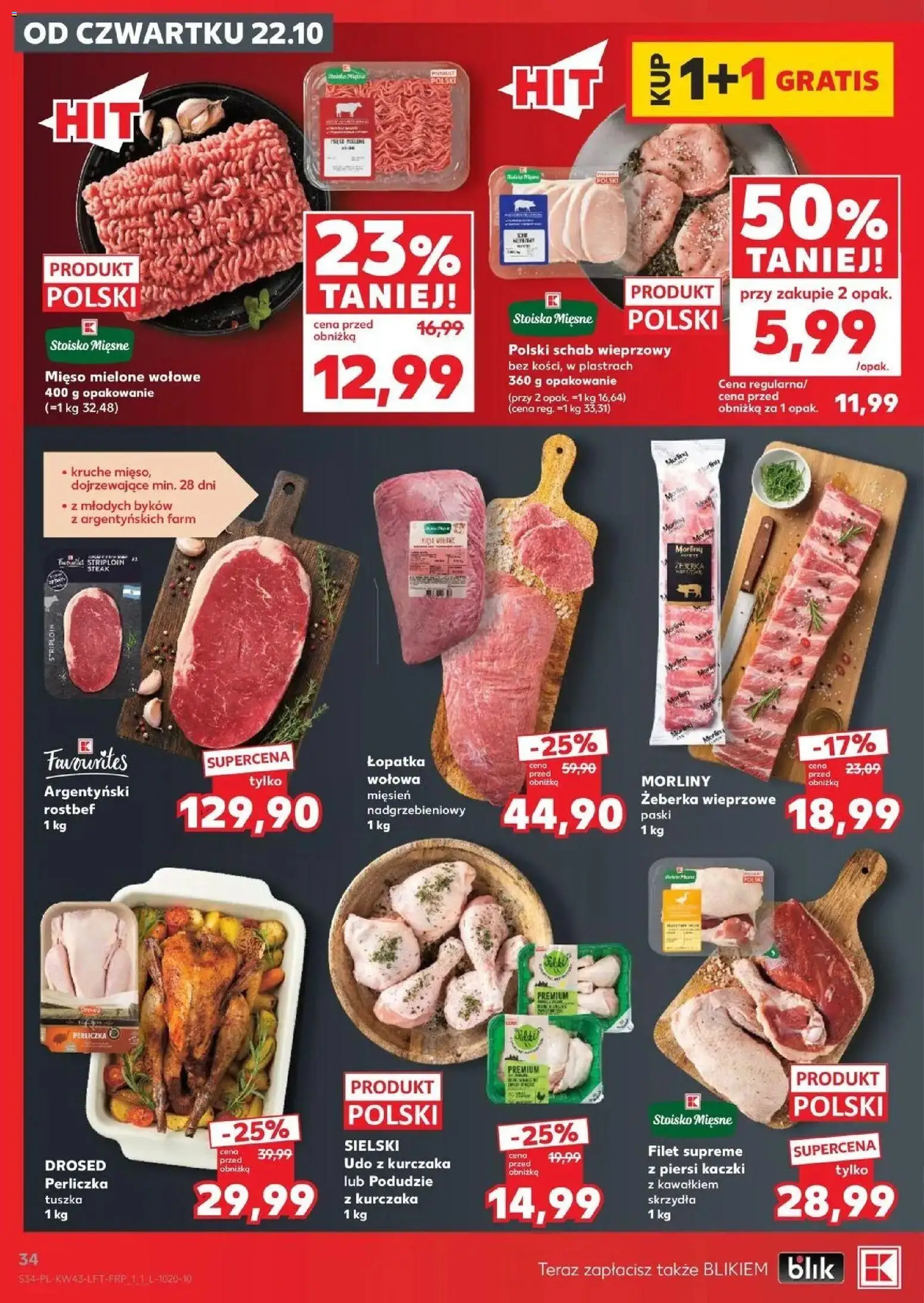Kaufland aktualna gazetka od 22.10.2026 - od jutra PDF | Strona: 34 | Produkty: Żeberka, Schab, Mięso, Mięso mielone wołowe