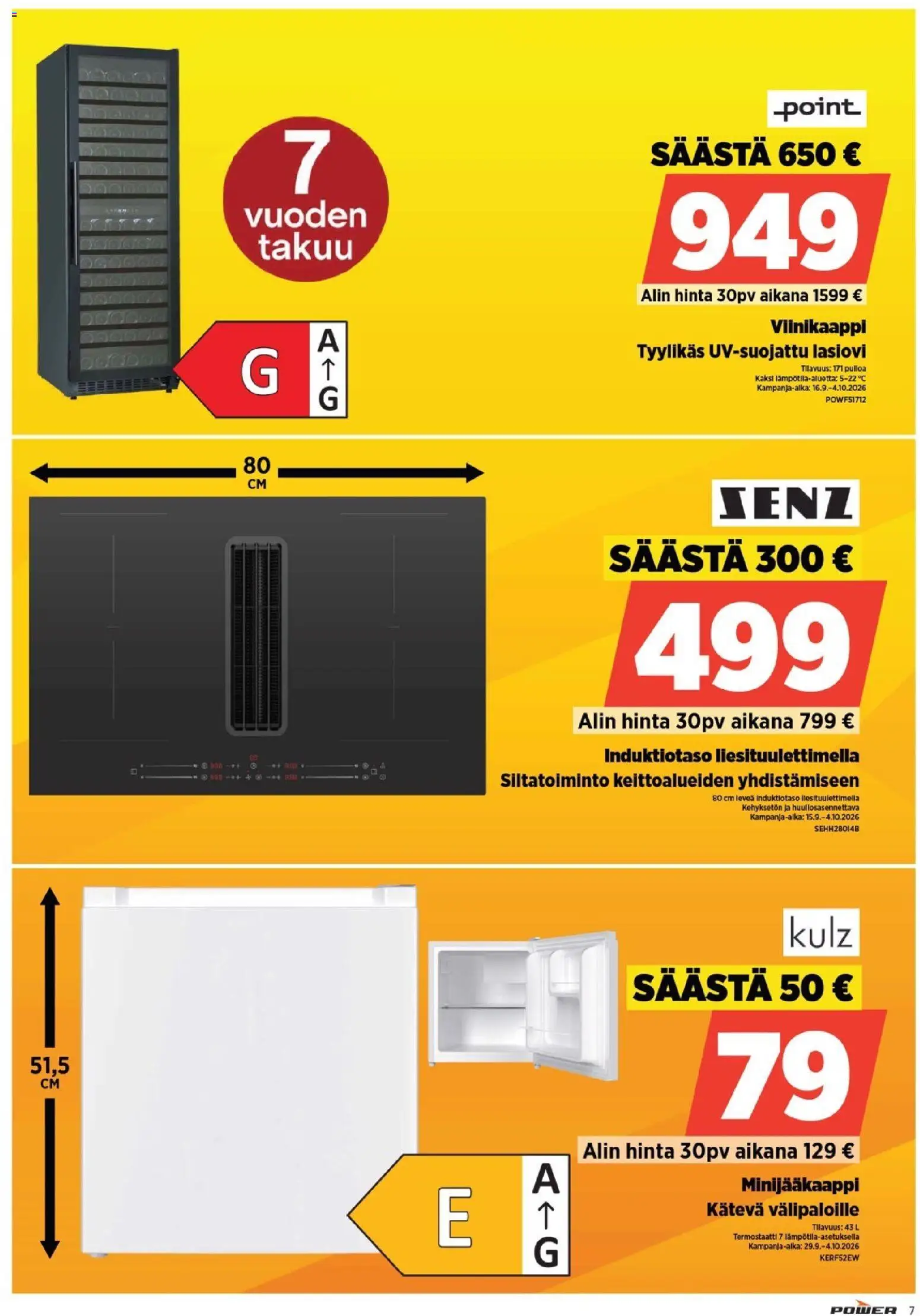 Power tarjoukset – voimassa 28/09/2026 alkaen | Sivu: 7 | Tuotteet: Induktiotaso, Viinikaappi