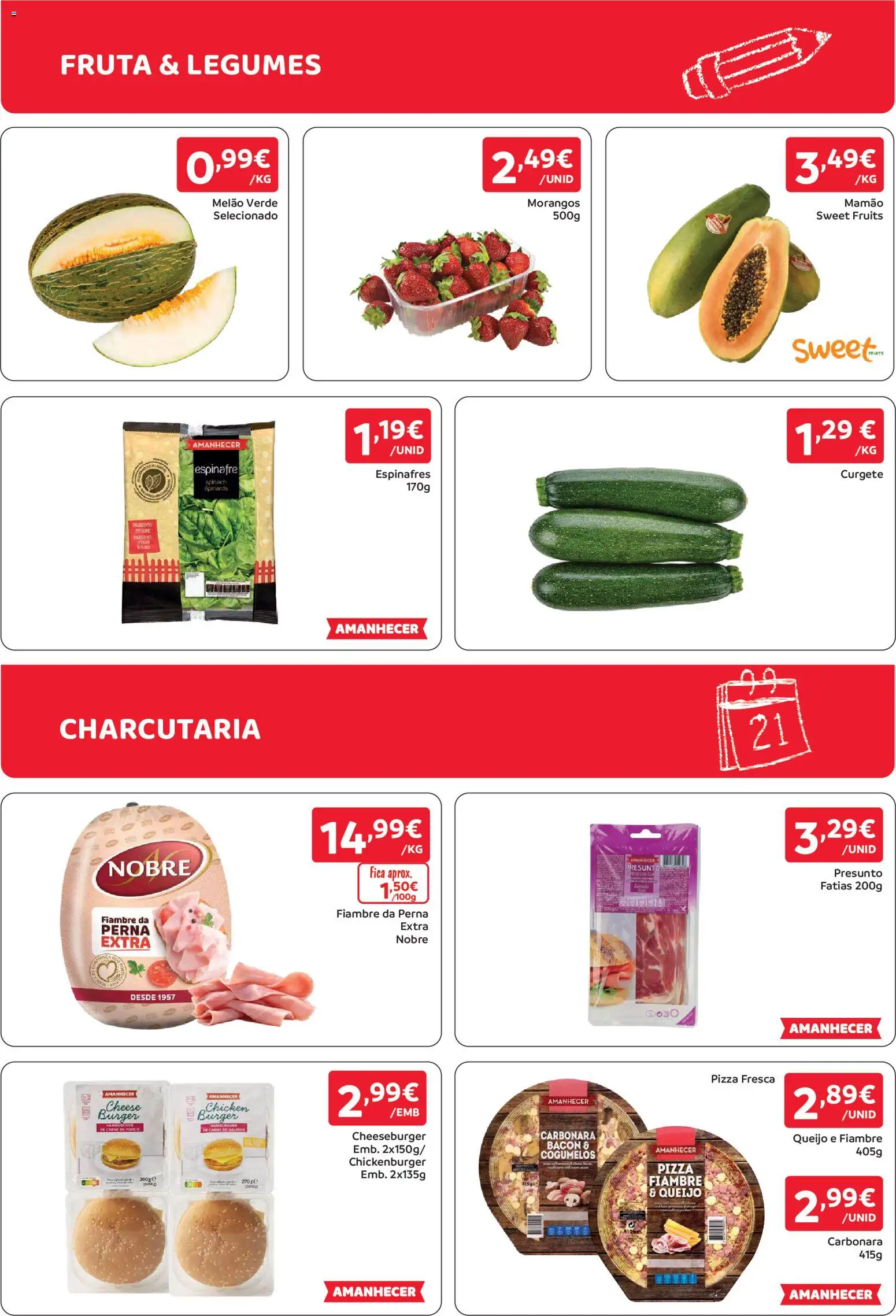 Amanhecer folheto │ válido de 03/09/2026 | Página: 2 | Produtos: Curgete, Legumes, Pizza, Morangos
