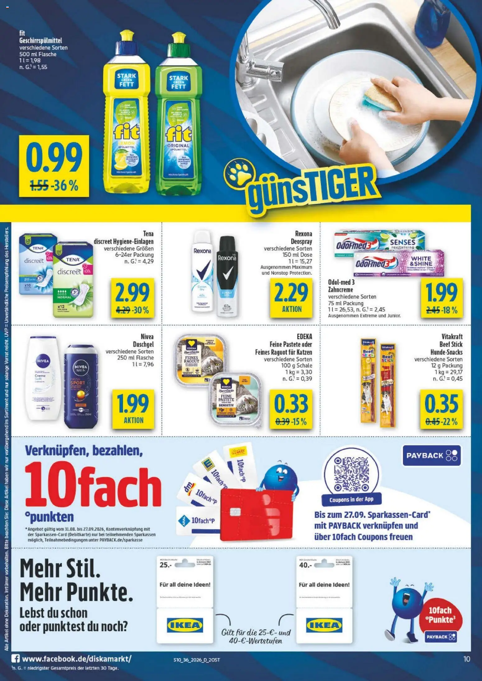 Diska - Diska Angebote Sachsen-Thüringen KW36 – gültig ab 26.08.2026 | Seite: 10 | Produkte: Creme, Duschgel, Geschirrspülmittel, Deospray