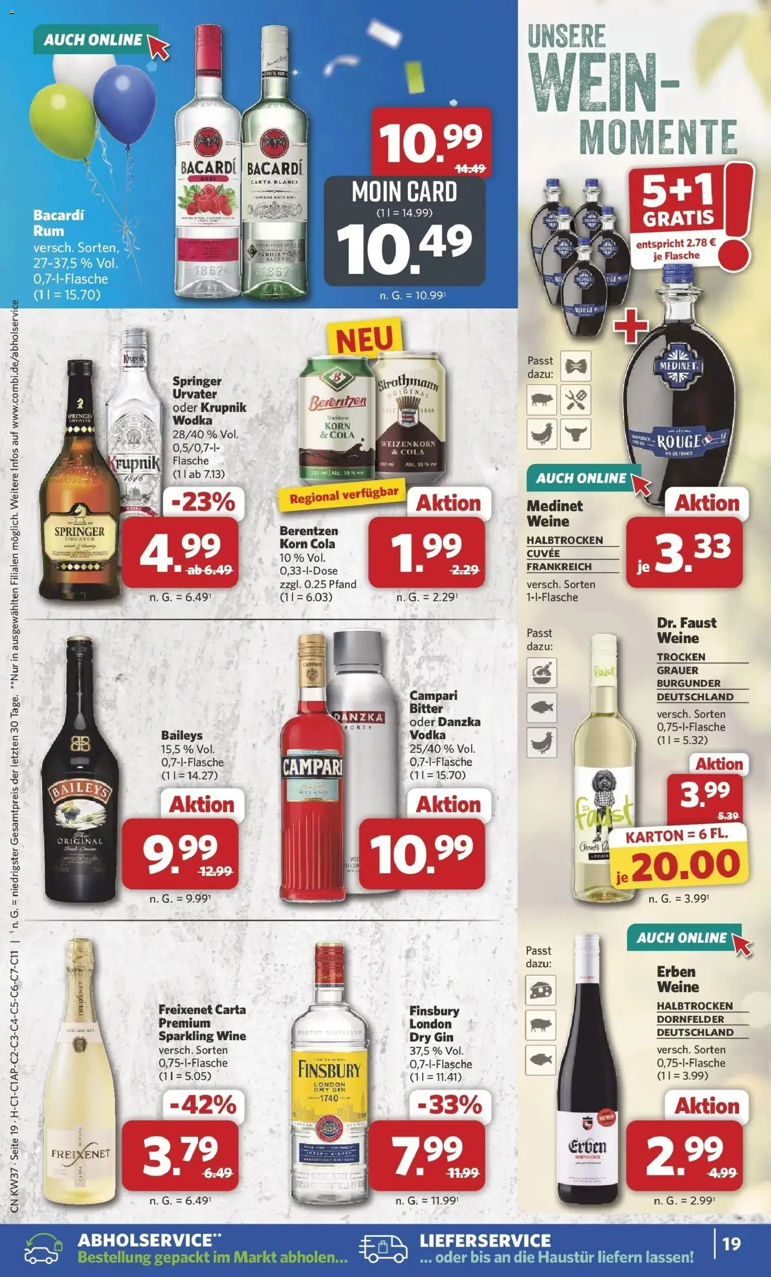 Combi Prospekt Twistringen – gültig ab 07.09.2026 | Seite: 21 | Produkte: Bacardi, Wein, Vodka, Gin
