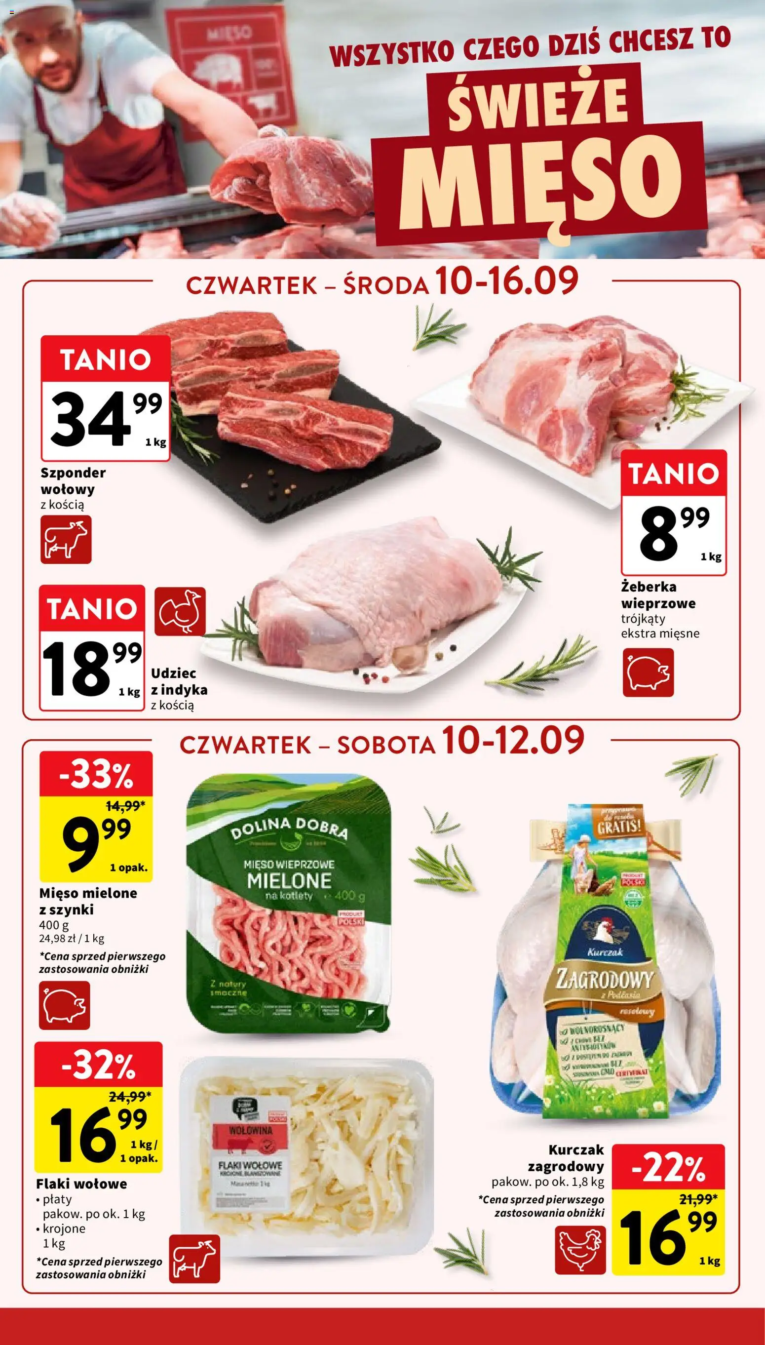 Intermarche gazetka od 10.09.2026 | Strona: 12 | Produkty: Kurczak, Wołowina, Kotlety, Mięso wieprzowe