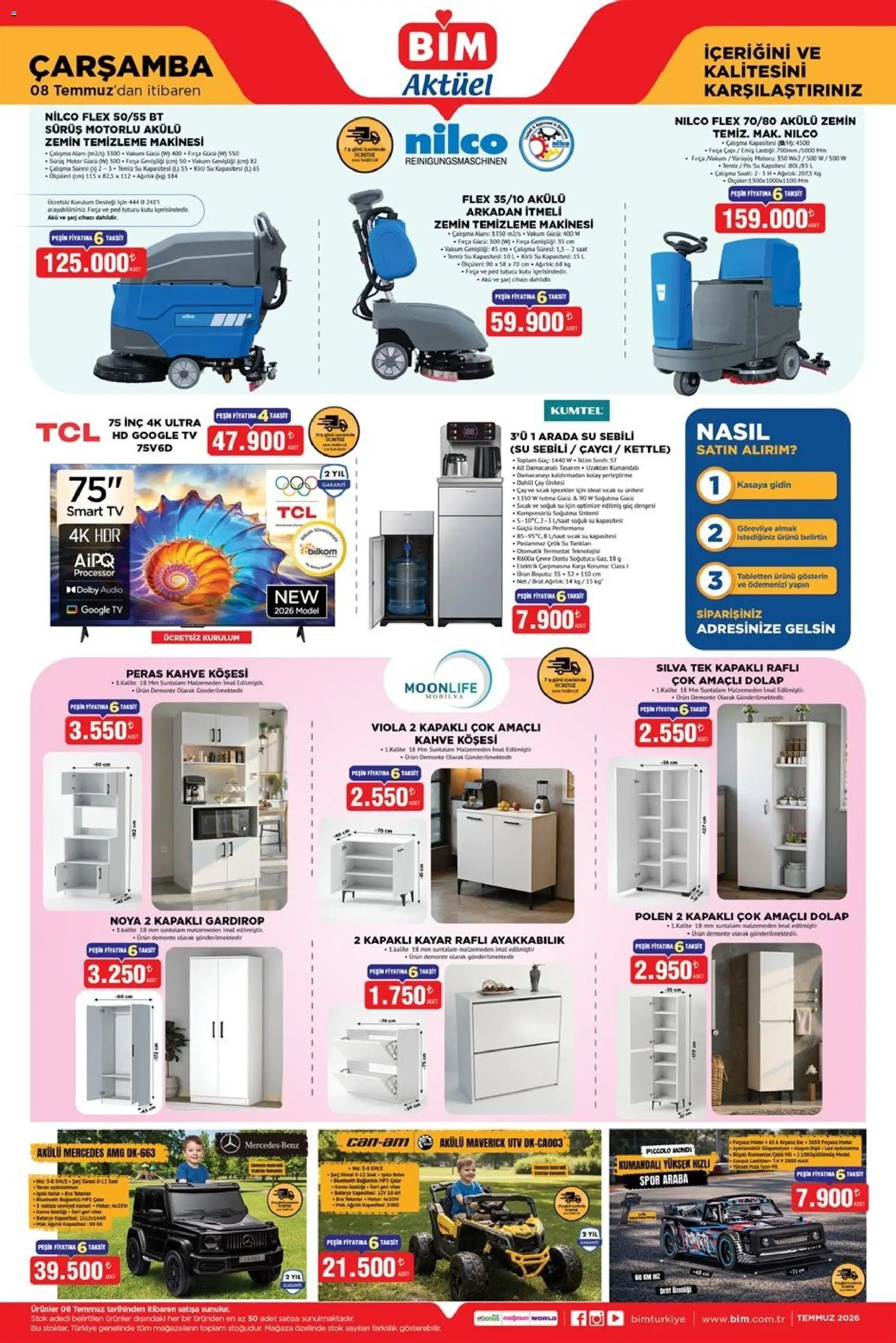 BİM - Katalog Çarşamba - 08 Temmuz 2026 tarihinden itibaren geçerlidir | Sayfa: 1 | Ürünler: Gardırop, Fırça, Kahve, Ağırlık