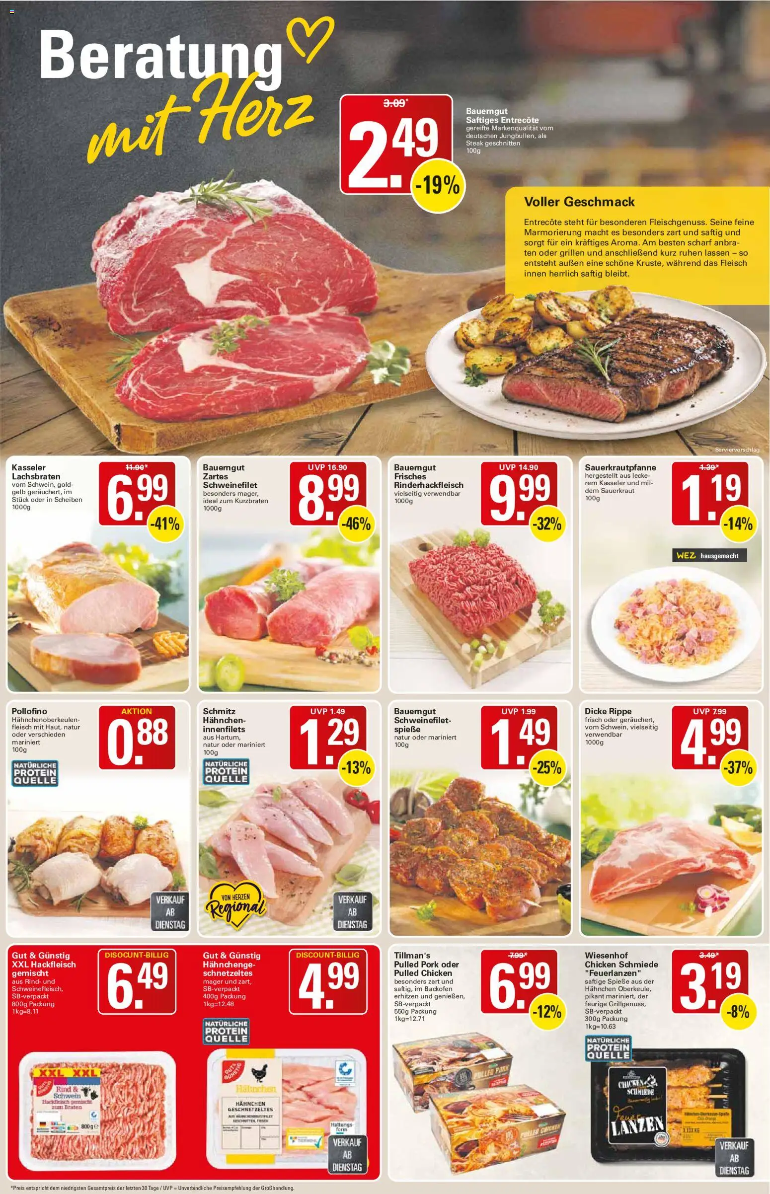 WEZ Prospekt – gültig ab 07.09.2026 | Seite: 4 | Produkte: Entrecote, Backofen, Steak, Hackfleisch