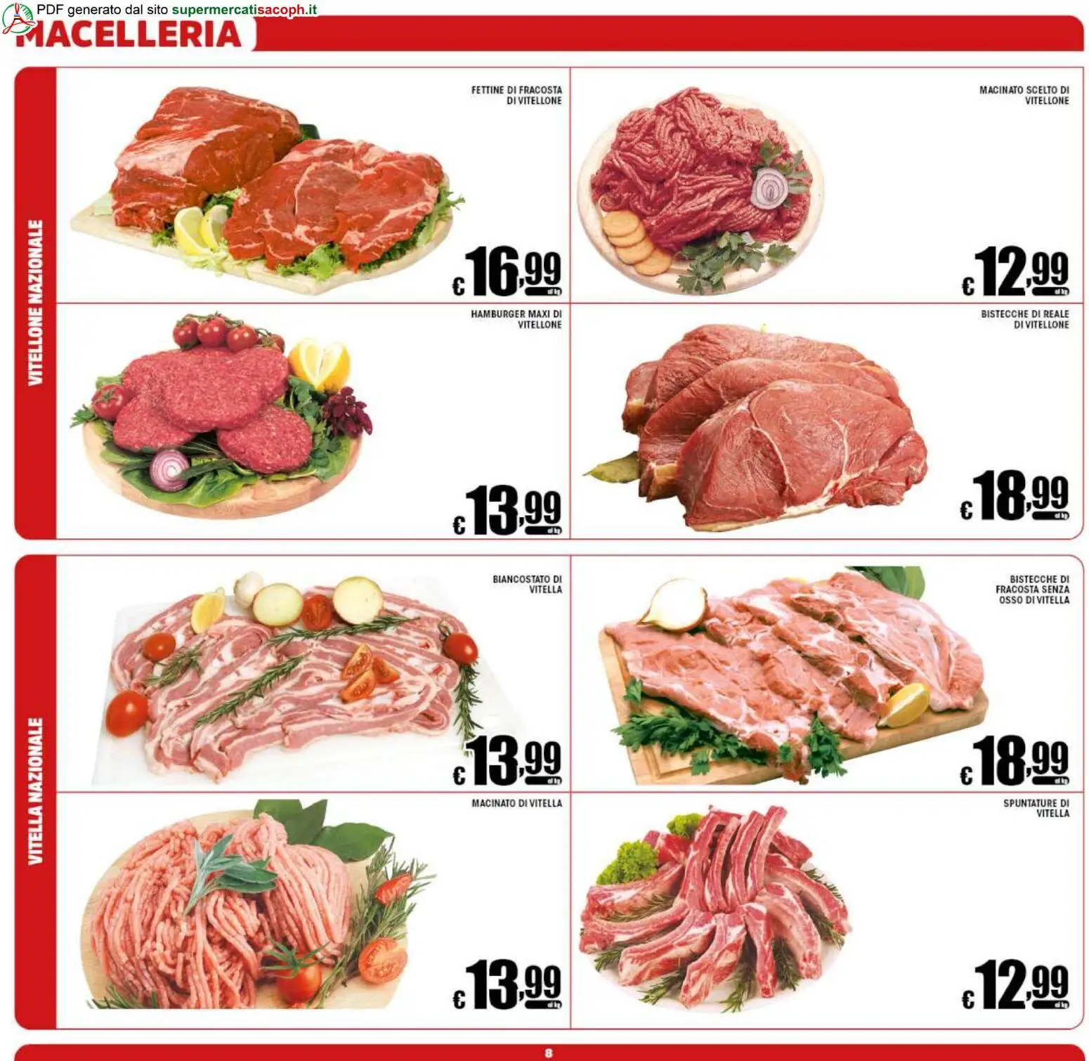 Volantino Sacoph del 12/08/2026 | Pagina: 8 | Prodotti: Hamburger, Macinato