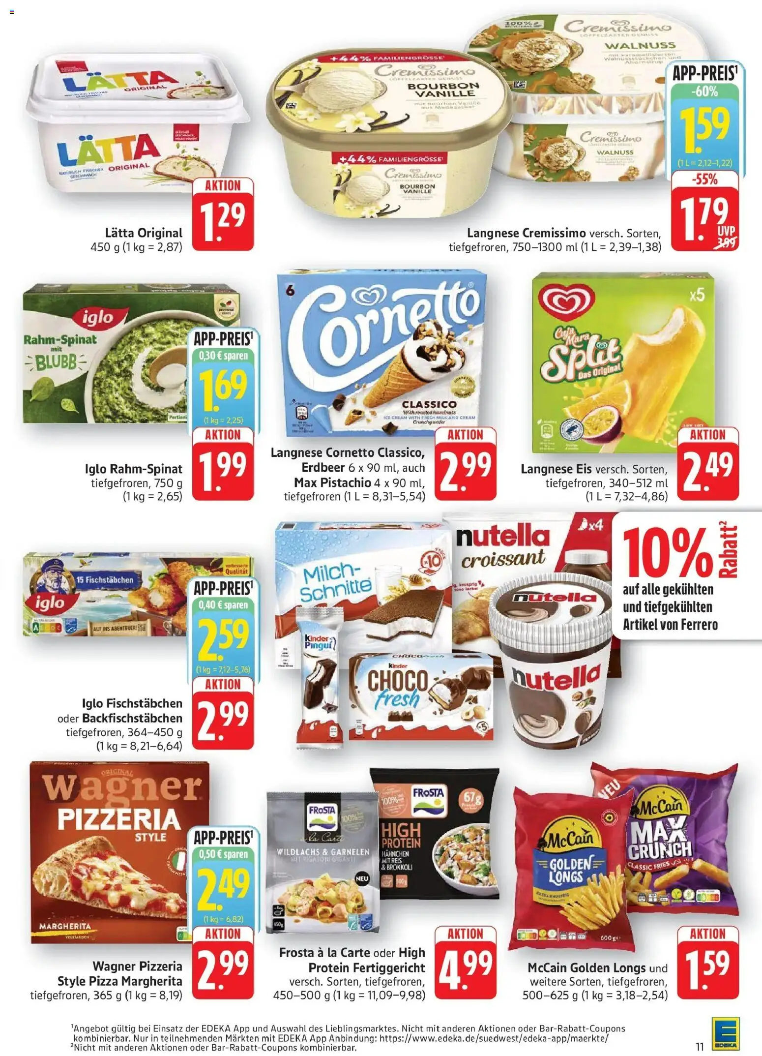 Edeka Prospekt Bad Bergzabern (ab 07.09.2026) » Angebote Online | Seite: 11 | Produkte: Langnese, Vanille, Lätta, Pizza