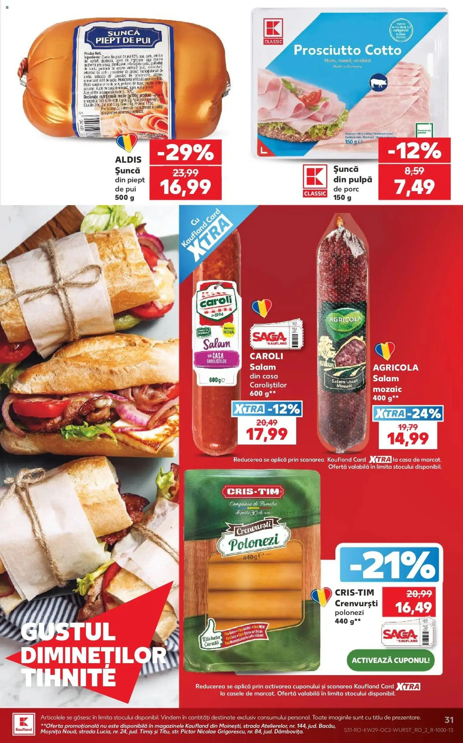 Noul catalog Kaufland – valabil de la 15.07.2026 | Pagină: 31 | Produse: Crenvursti polonezi, Agricola, Pui, Salam