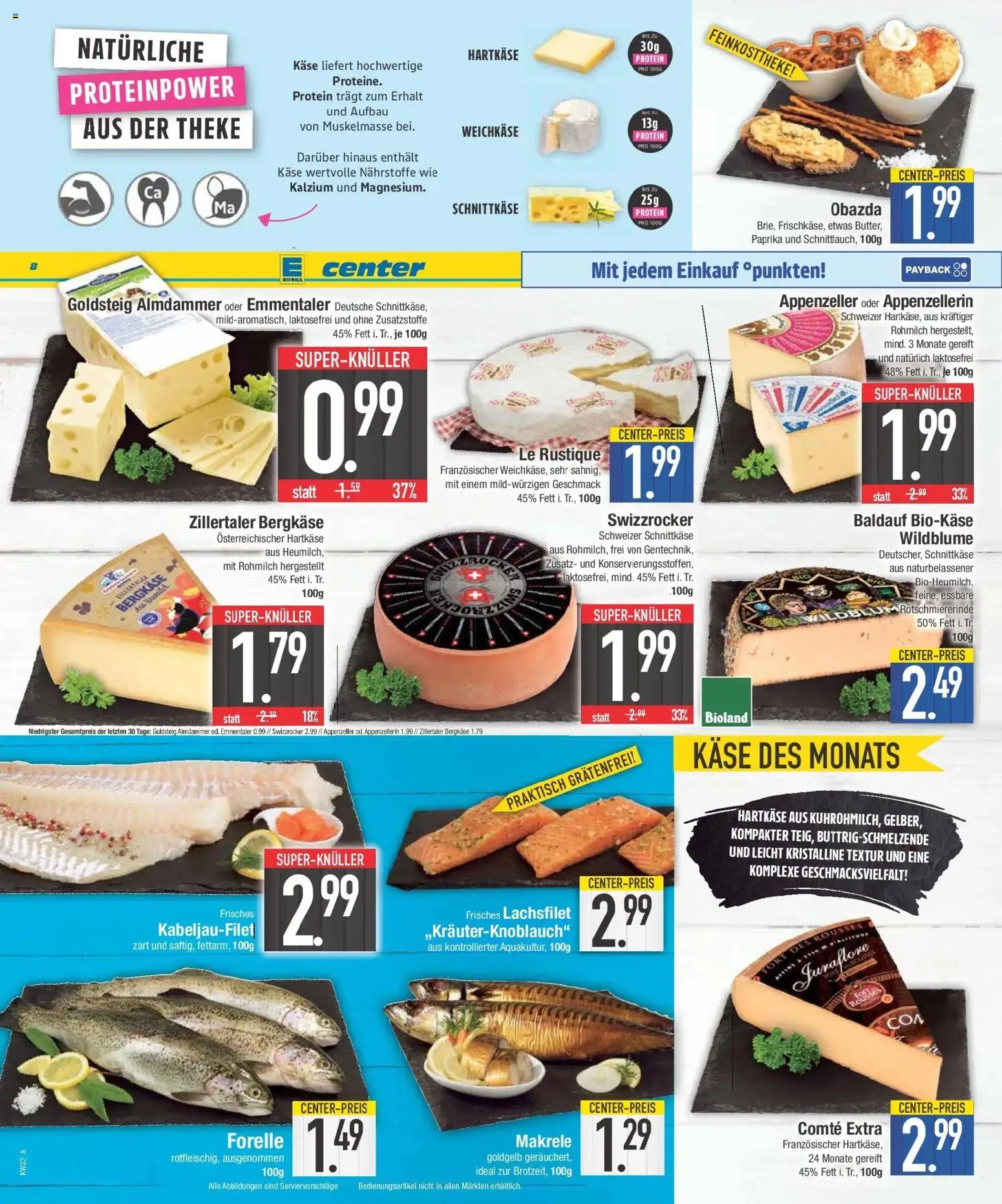 E center Prospekt Weißenburg | Seite: 8 | Produkte: Käse, Theke, Paprika, Makrele
