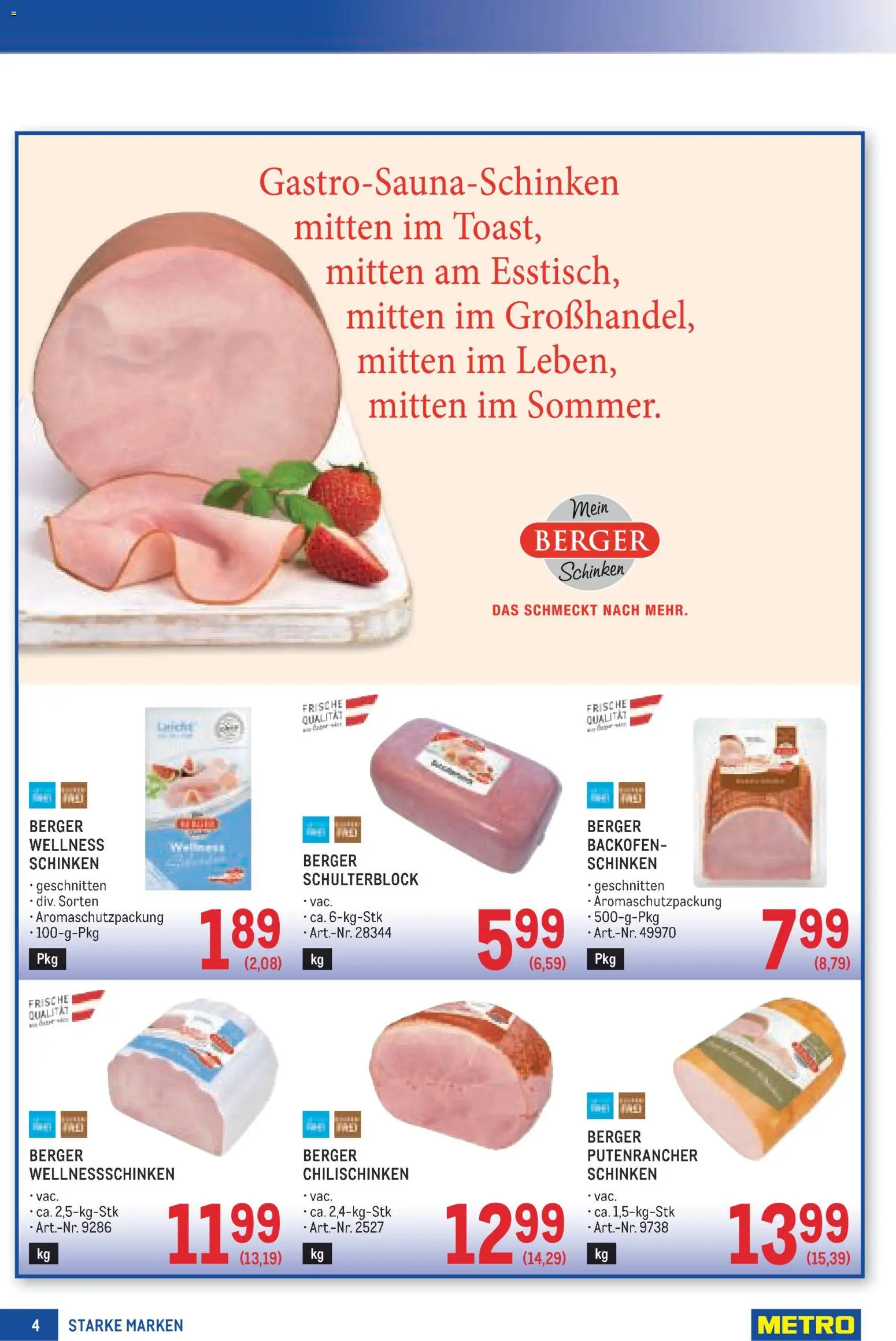 Metro angebote Starke Marken gültig ab 09.07.2026 | Seite: 4 | Produkte: Schinken