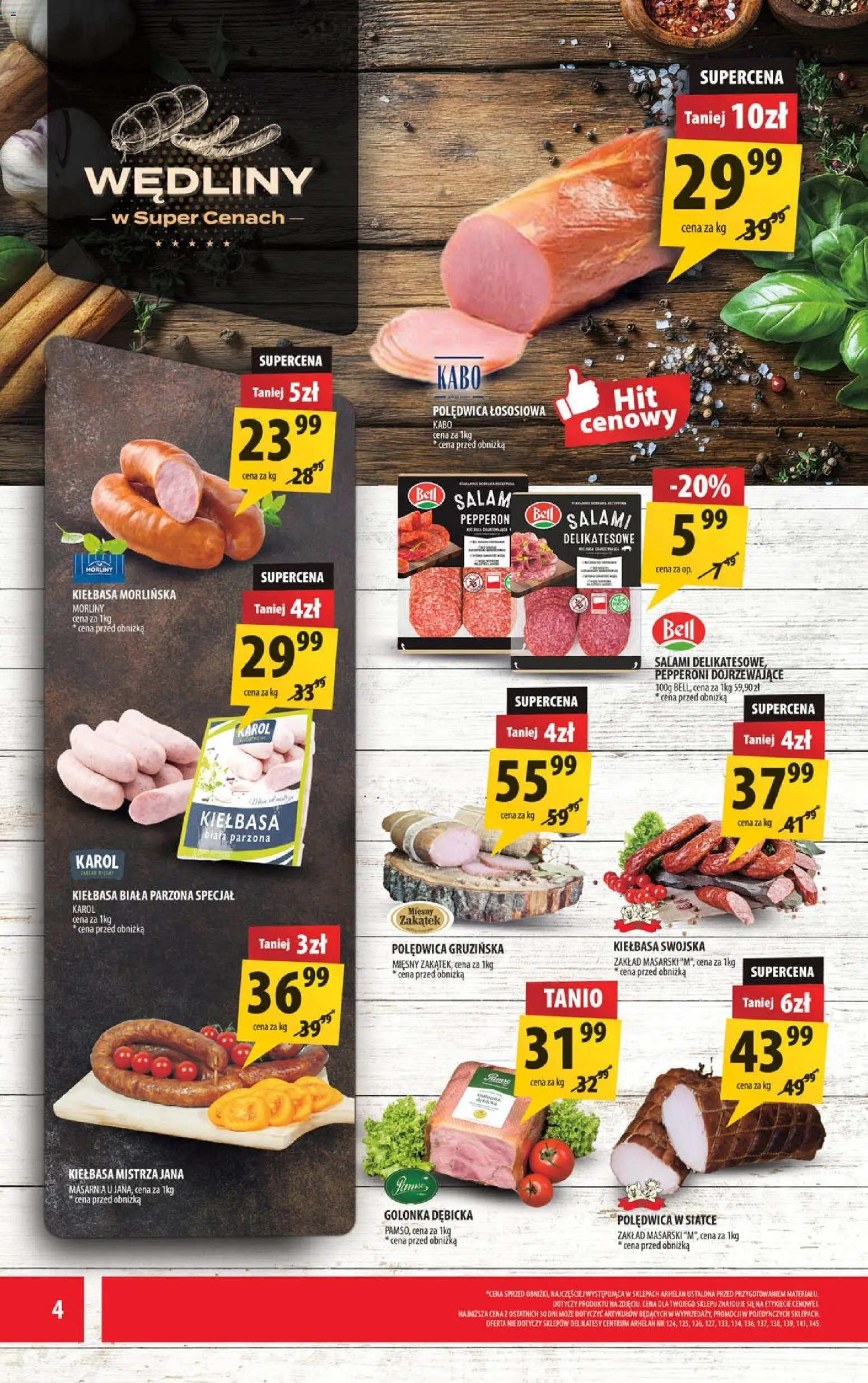 Arhelan gazetka od 01.06.2026 | Strona: 4 | Produkty: Kiełbasa, Bell, Salami, Wędliny