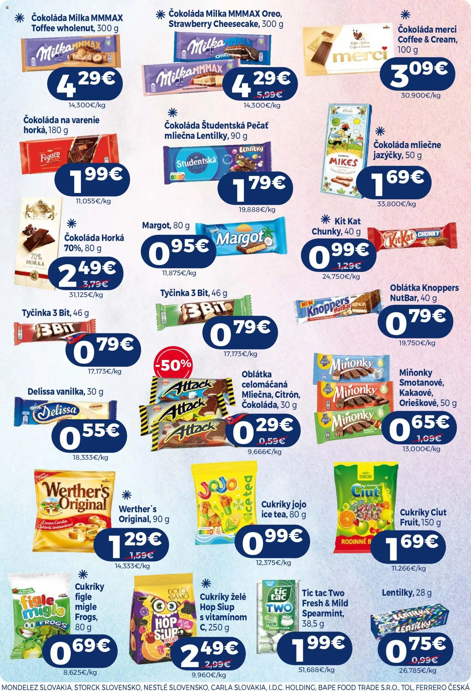 Nové Milk Agro akcie – leták je platný od 08.07.2026 | Strana: 10 | Produkty: Merci, Cukríky, Študentská pečať, Milka