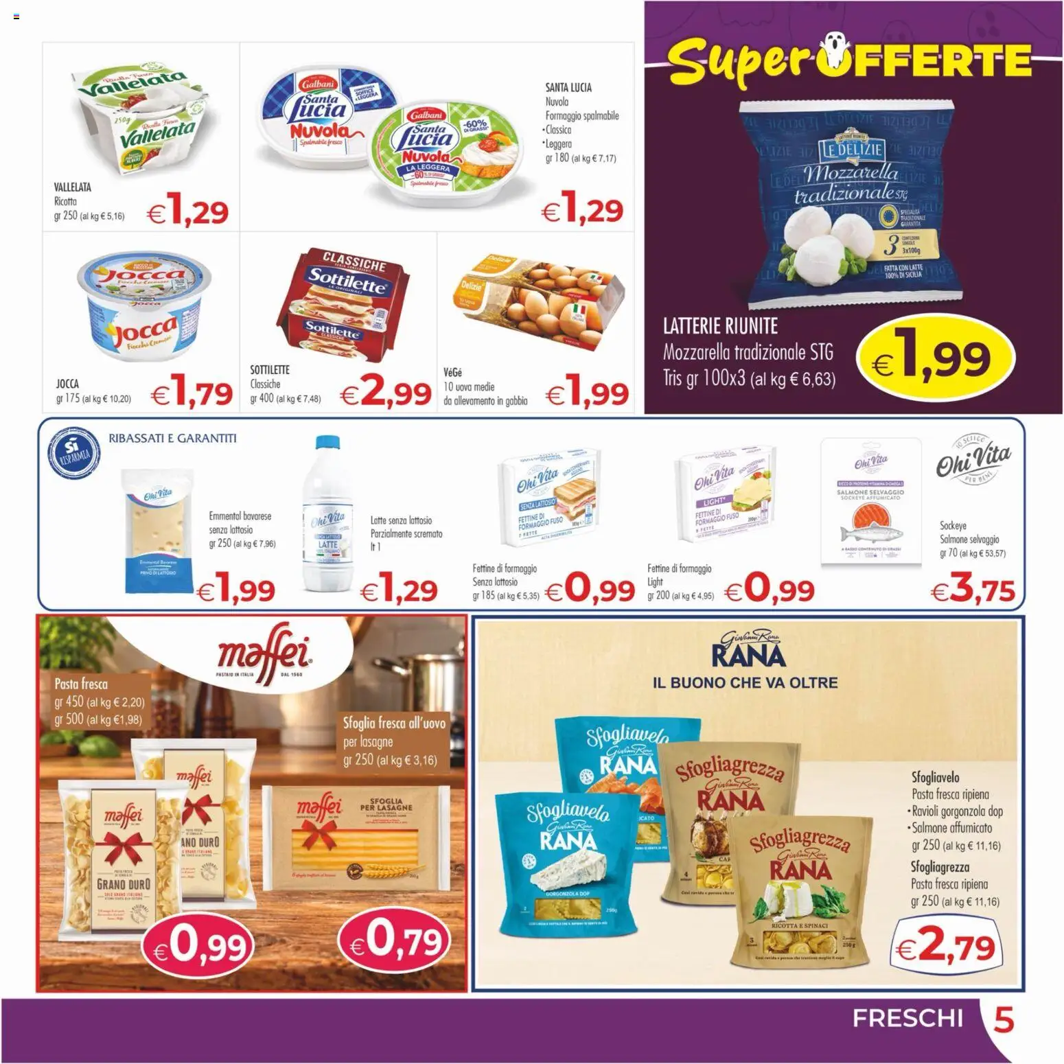 Volantino MerSi Supermercati del 21/10/2026 | Pagina: 5 | Prodotti: Mozzarella, Pasta, Formaggio fuso, Emmental