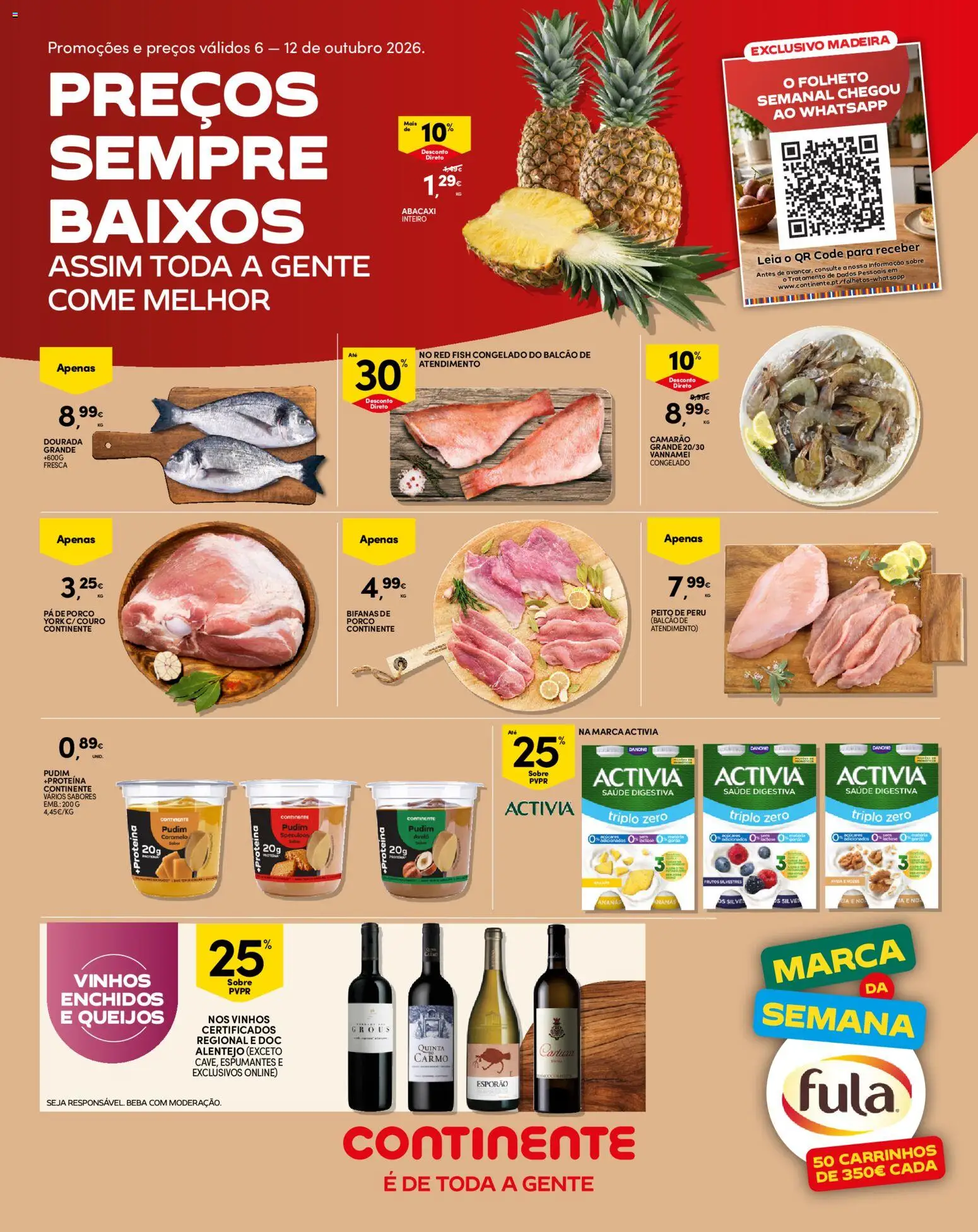 Continente folheto Açores │ válido de 06/10/2026 | Página: 1 | Produtos: Peito de peru, Pudim, Abacaxi, Pá