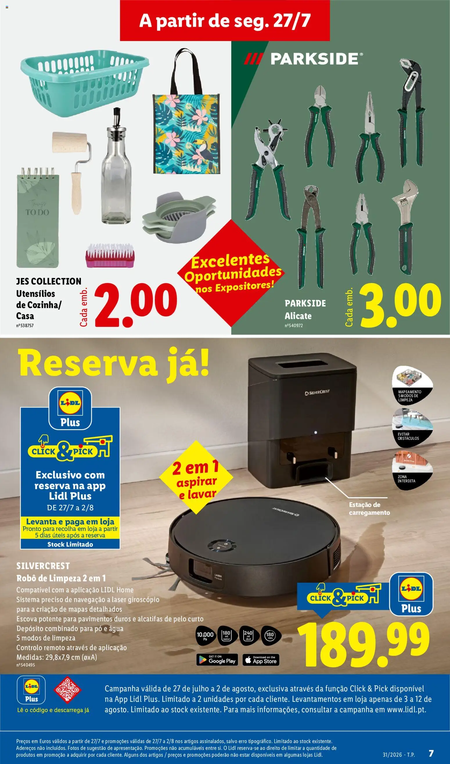 Lidl Novidades │ válido de 27/07/2026 | Página: 7 | Produtos: Agua, Alicate, Robô, Pó