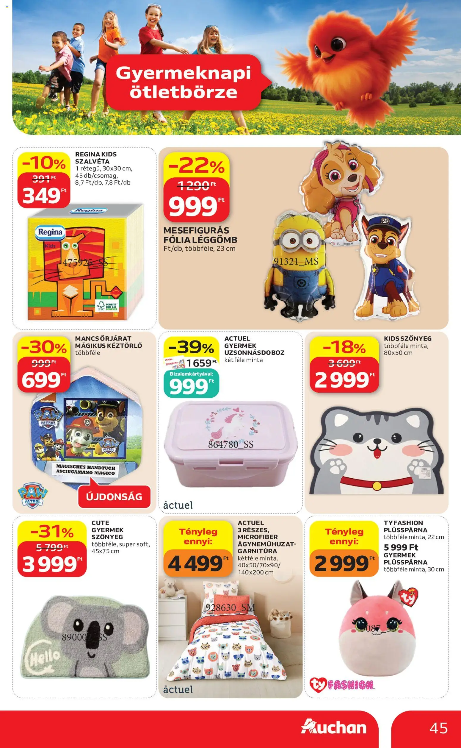 Auchan akciós ujság - amely érvényes a következő dátumtól: 21.05.2026 | Oldal: 45 | Termékek: Szőnyeg, Ágyneműhuzat
