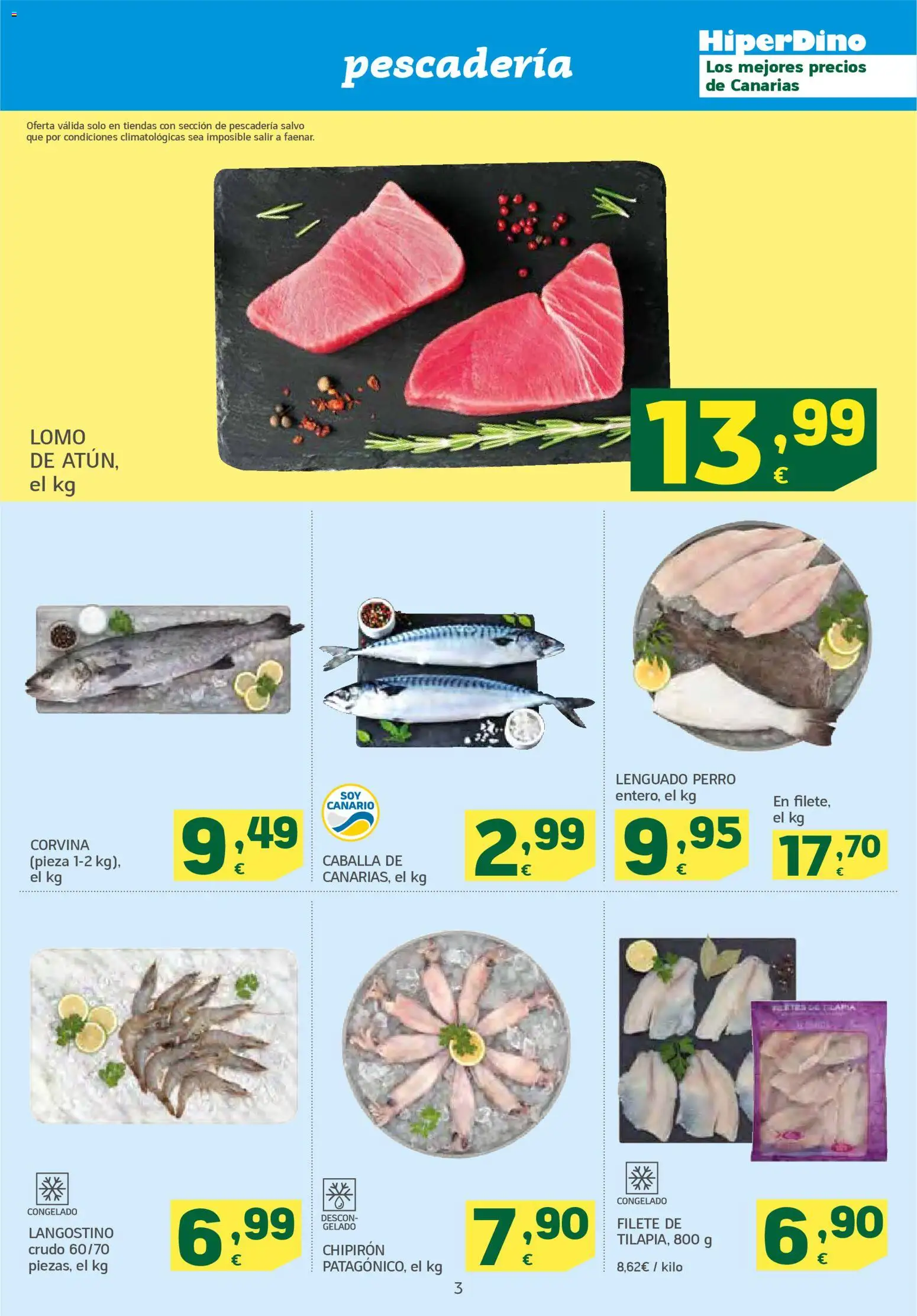 HiperDino folleto │ válido desde el 10.03.2026 | Página: 3 | Productos: Filete, Σταθμός εργασίας, Langostino