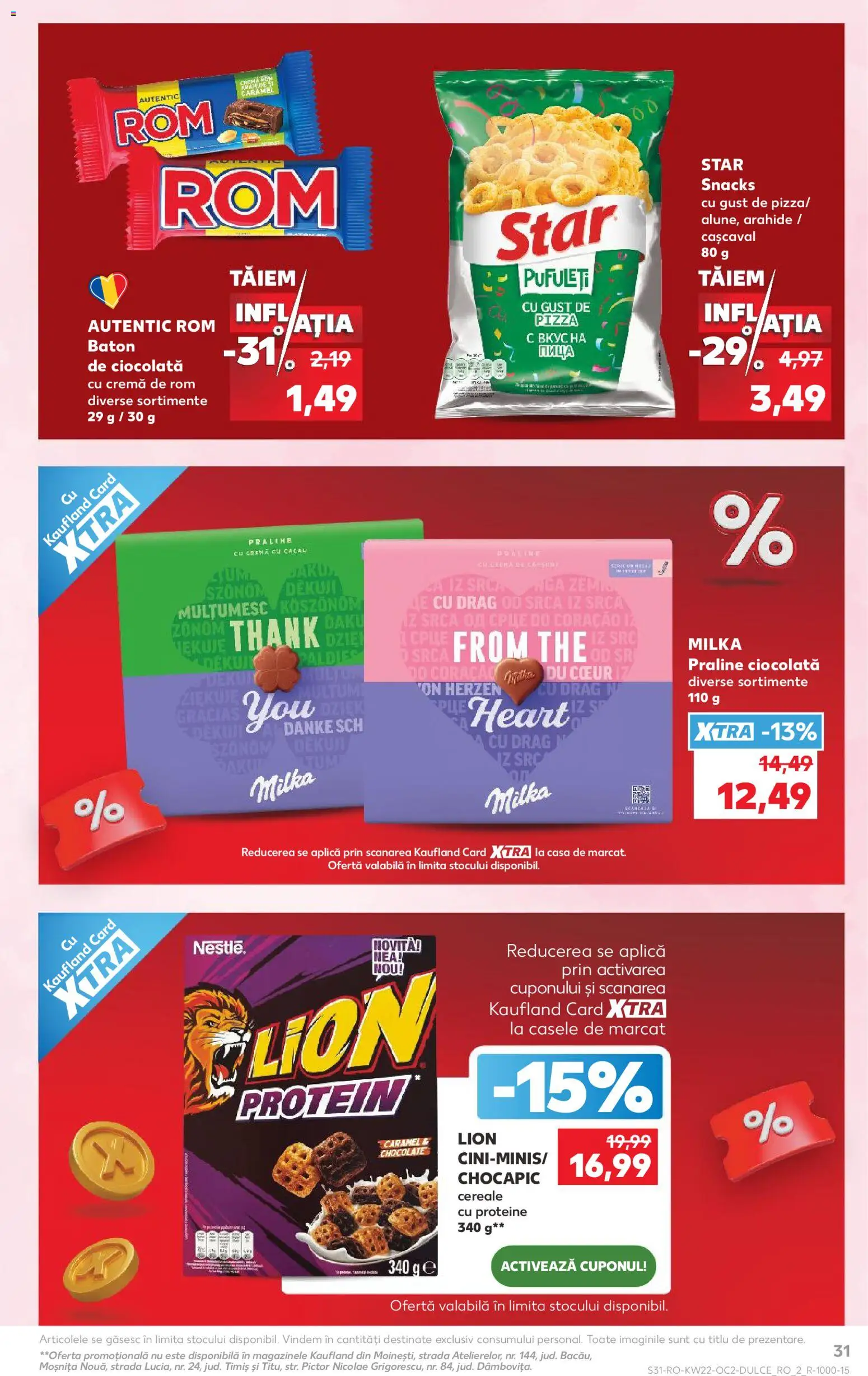 Kaufland RO akciós ujság - amely érvényes a következő dátumtól: 27.05.2026 | Oldal: 31 | Termékek: Protein, Praliné, Pizza