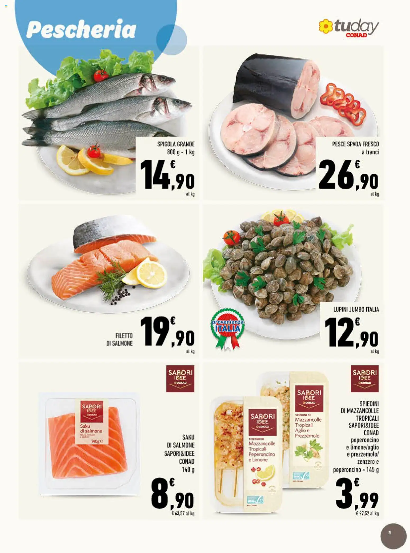 Volantino Conad del 03.06.2026 | Pagina: 5 | Prodotti: Mazzancolle, Limone, Peperoncino, Prezzemolo